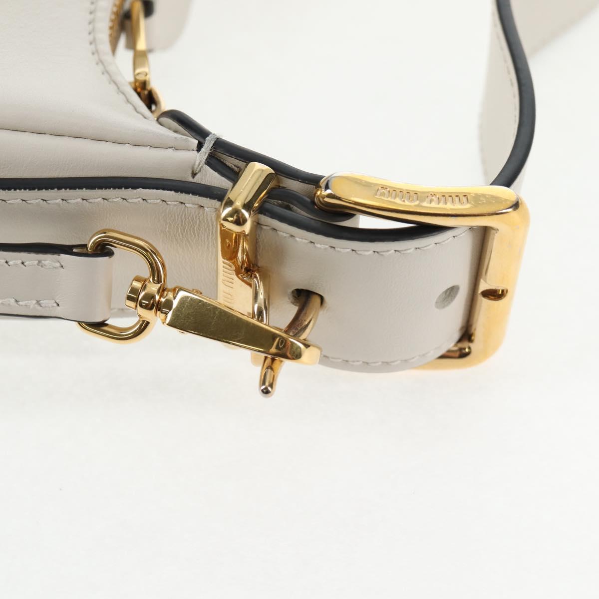 Miu Miu Hand Bag Leather 2way White Gold Auth 128194M