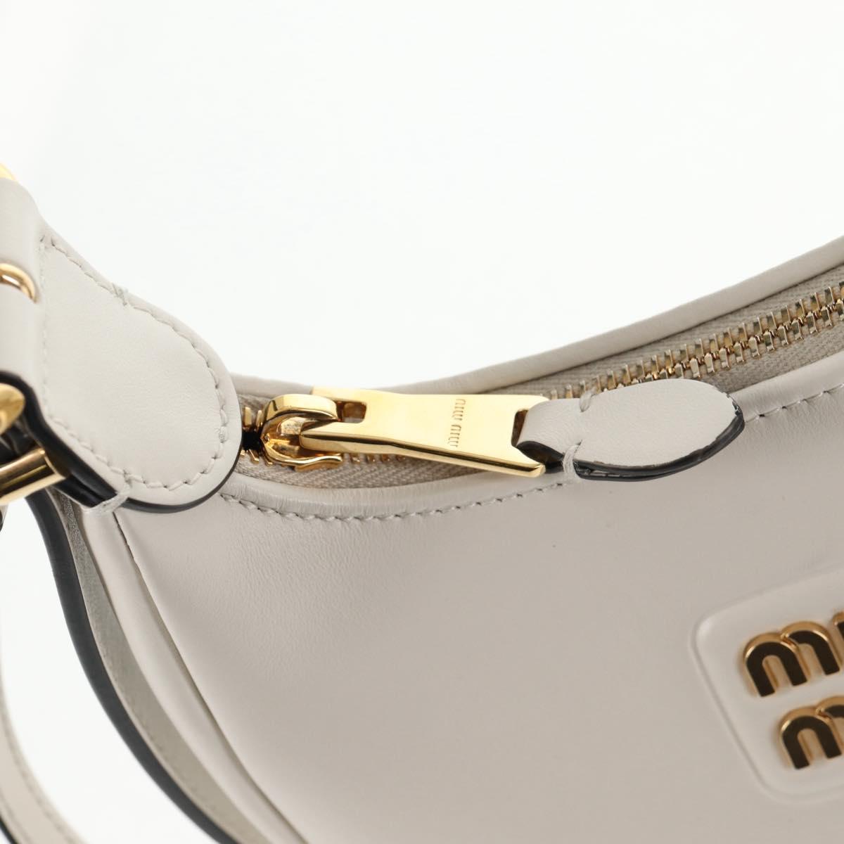 Miu Miu Hand Bag Leather 2way White Gold Auth 128194M