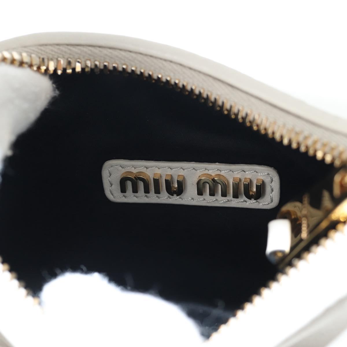 Miu Miu Hand Bag Leather 2way White Gold Auth 128194M