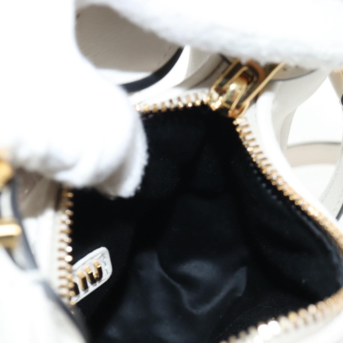 Miu Miu Hand Bag Leather 2way White Gold Auth 128194M