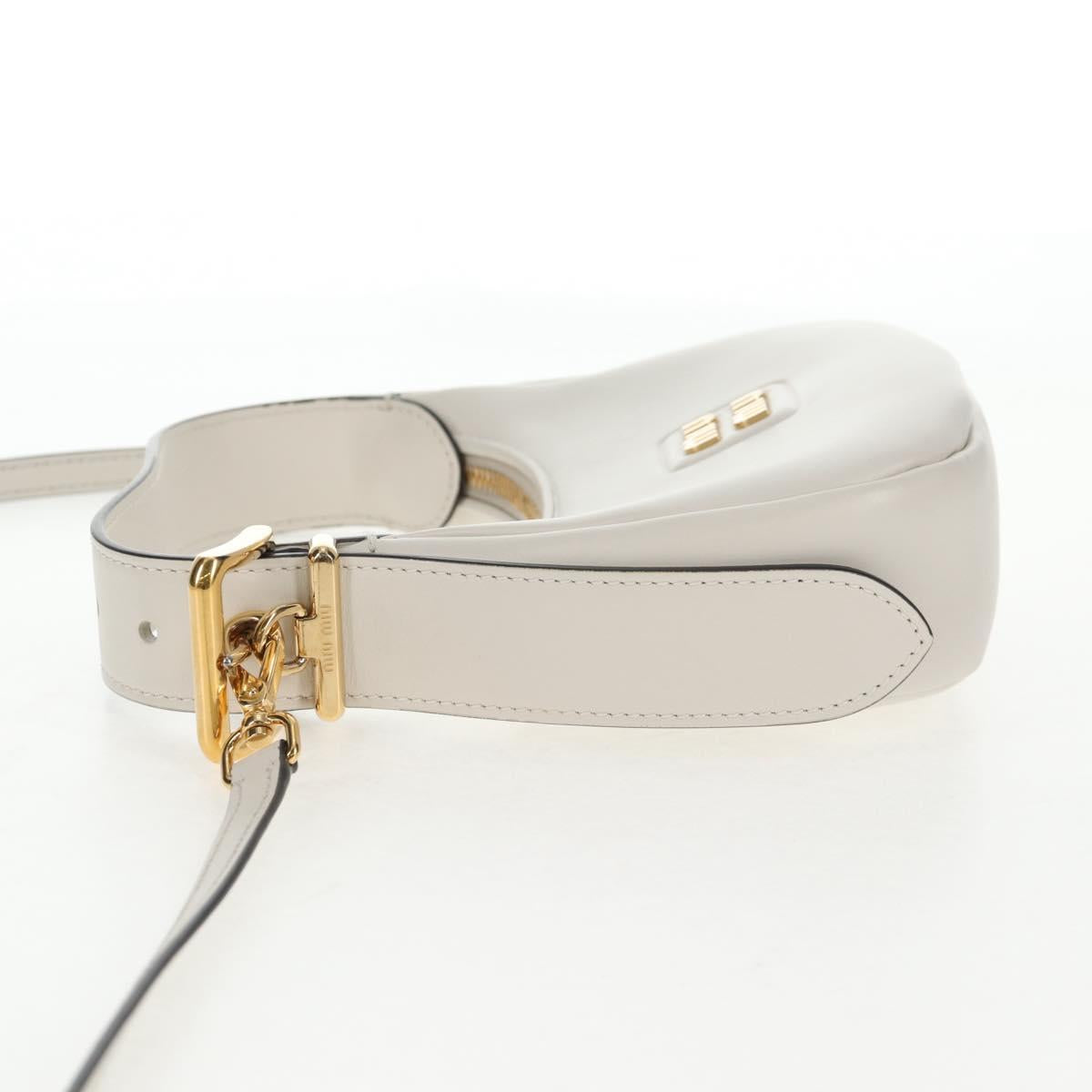 Miu Miu Hand Bag Leather 2way White Gold Auth 128194M