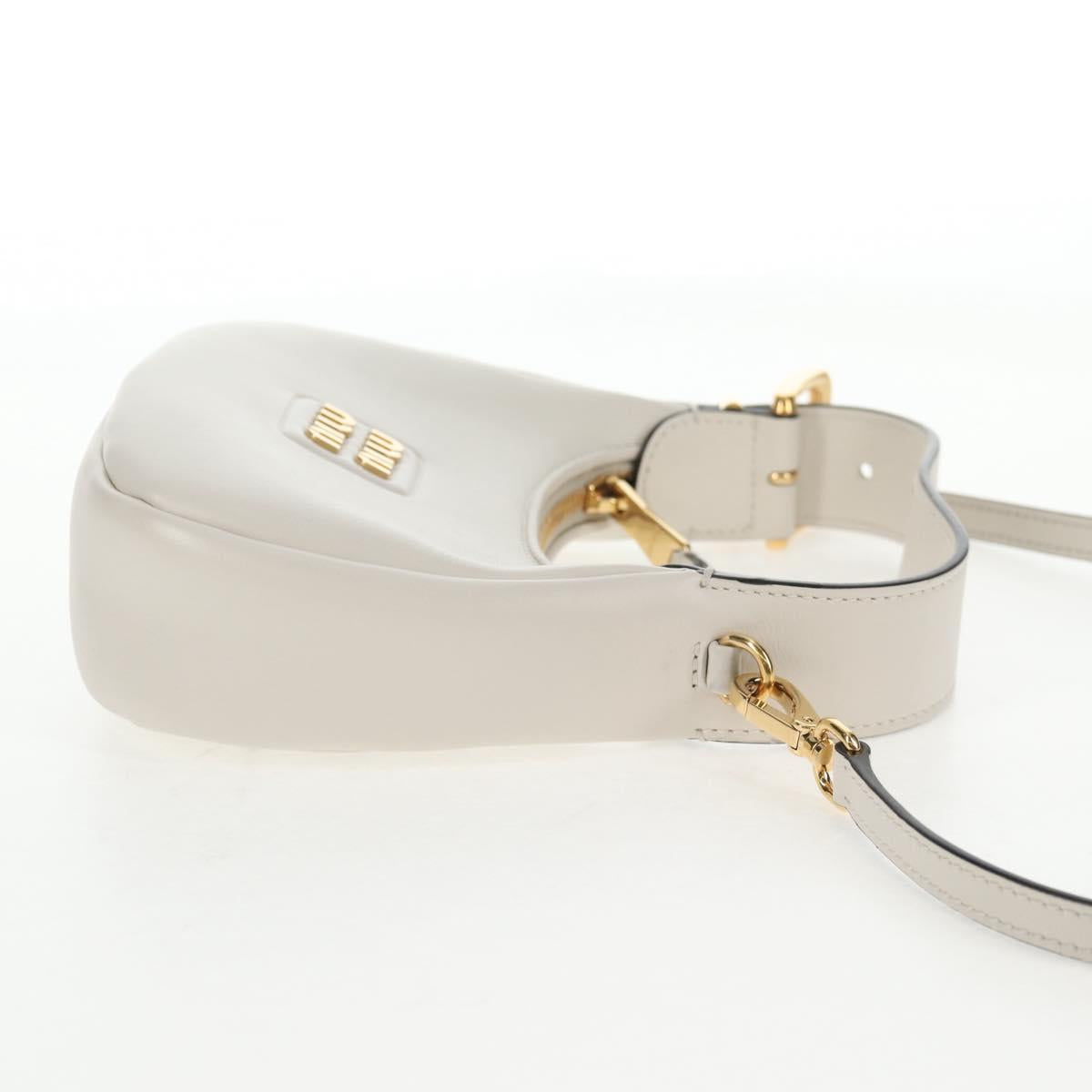 Miu Miu Hand Bag Leather 2way White Gold Auth 128194M