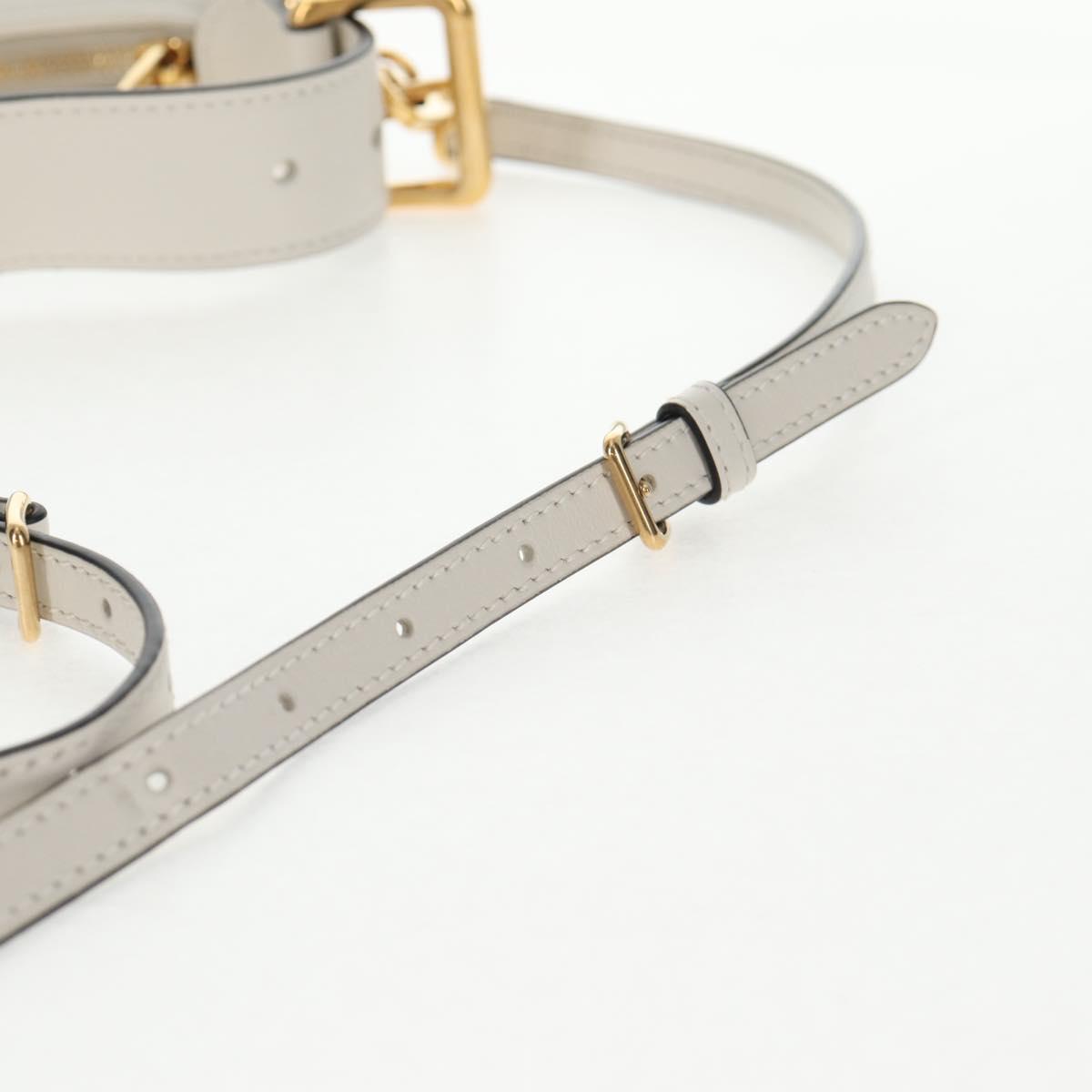 Miu Miu Hand Bag Leather 2way White Gold Auth 128194M