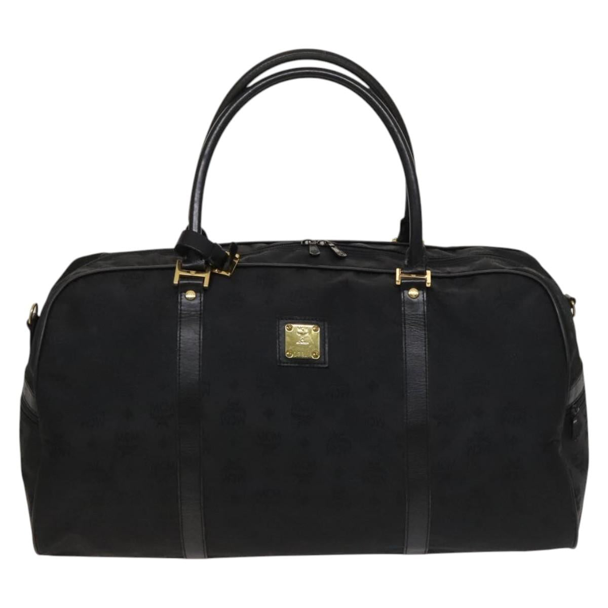 MCM Vicetos Logogram Shoulder Bag Nylon 2way Black Gold Auth 128228