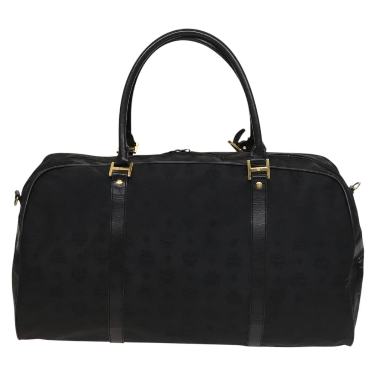 MCM Vicetos Logogram Shoulder Bag Nylon 2way Black Gold Auth 128228