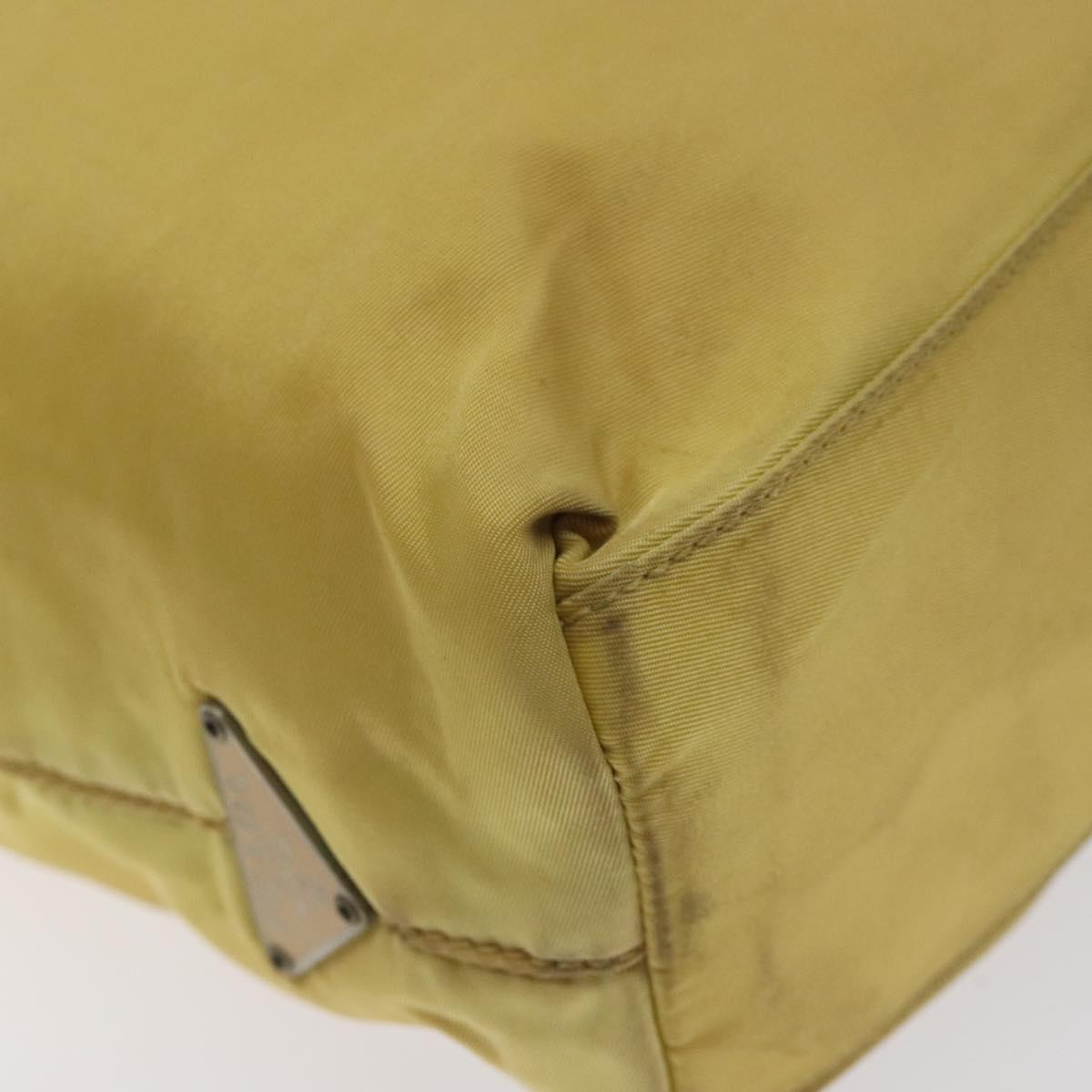 PRADA Hand Bag Nylon Yellow Silver Auth 128229