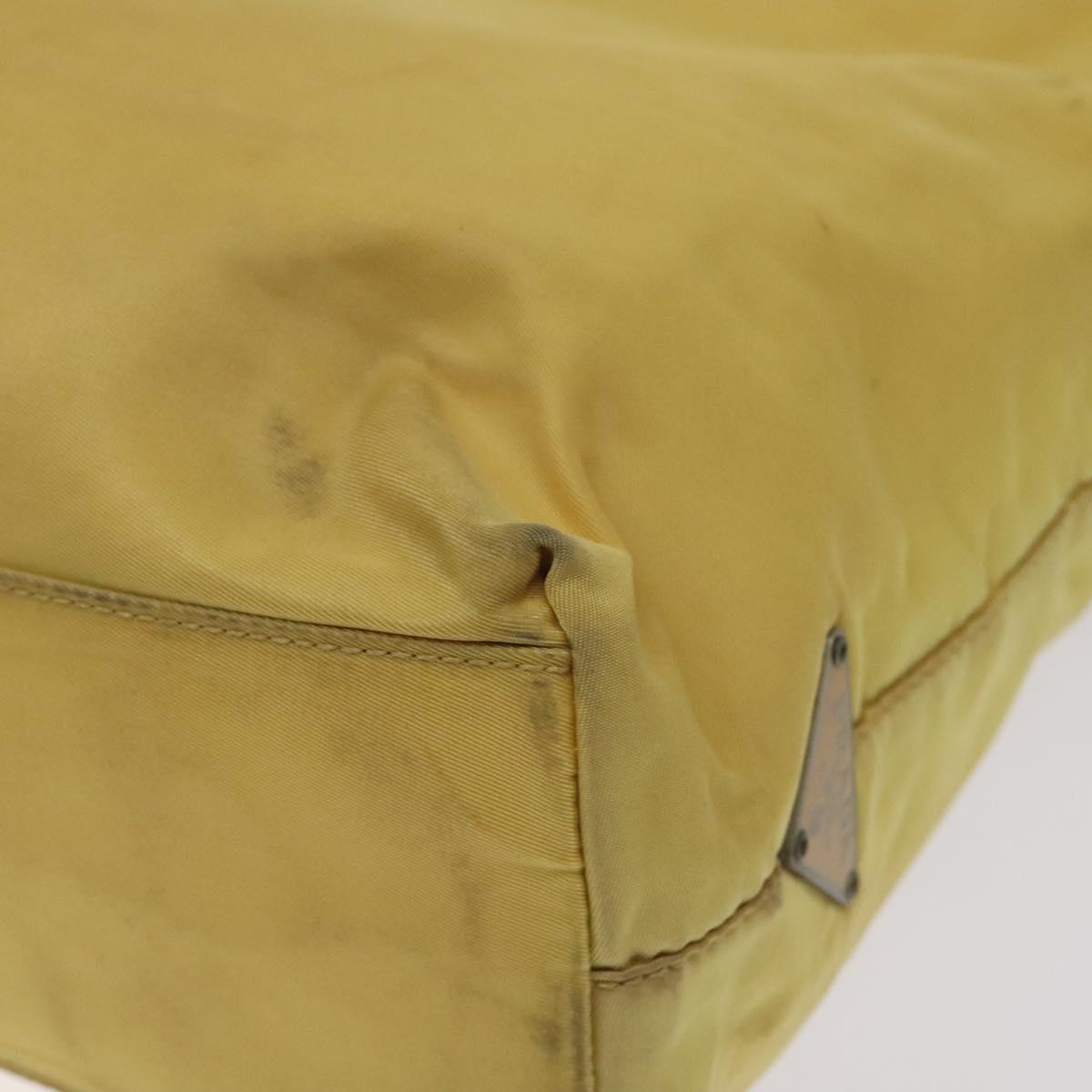 PRADA Hand Bag Nylon Yellow Silver Auth 128229