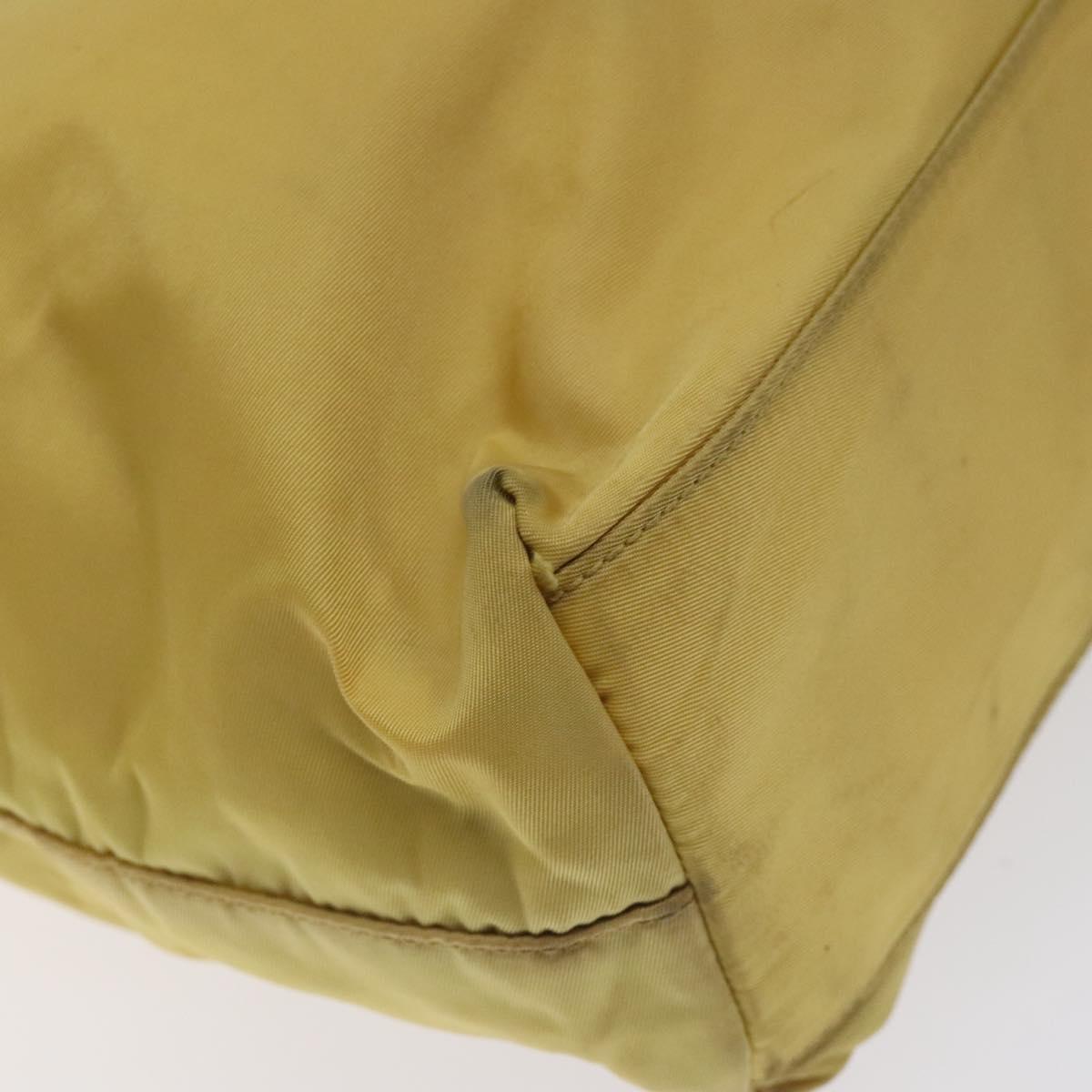 PRADA Hand Bag Nylon Yellow Silver Auth 128229