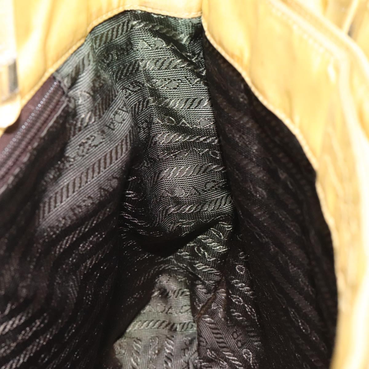 PRADA Hand Bag Nylon Yellow Silver Auth 128229