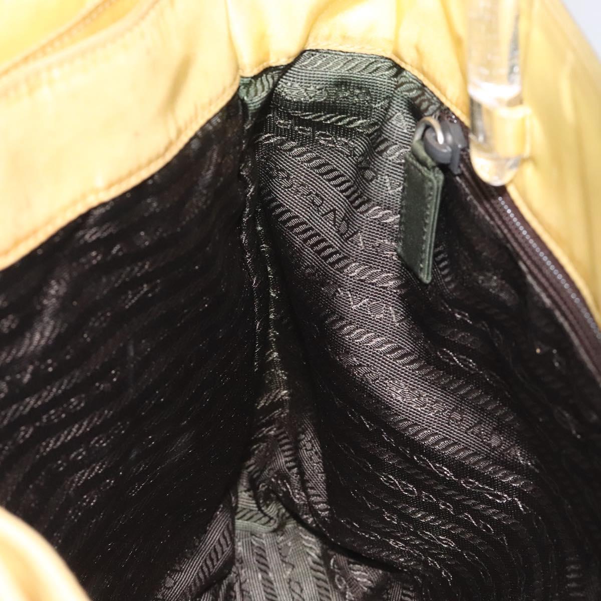 PRADA Hand Bag Nylon Yellow Silver Auth 128229
