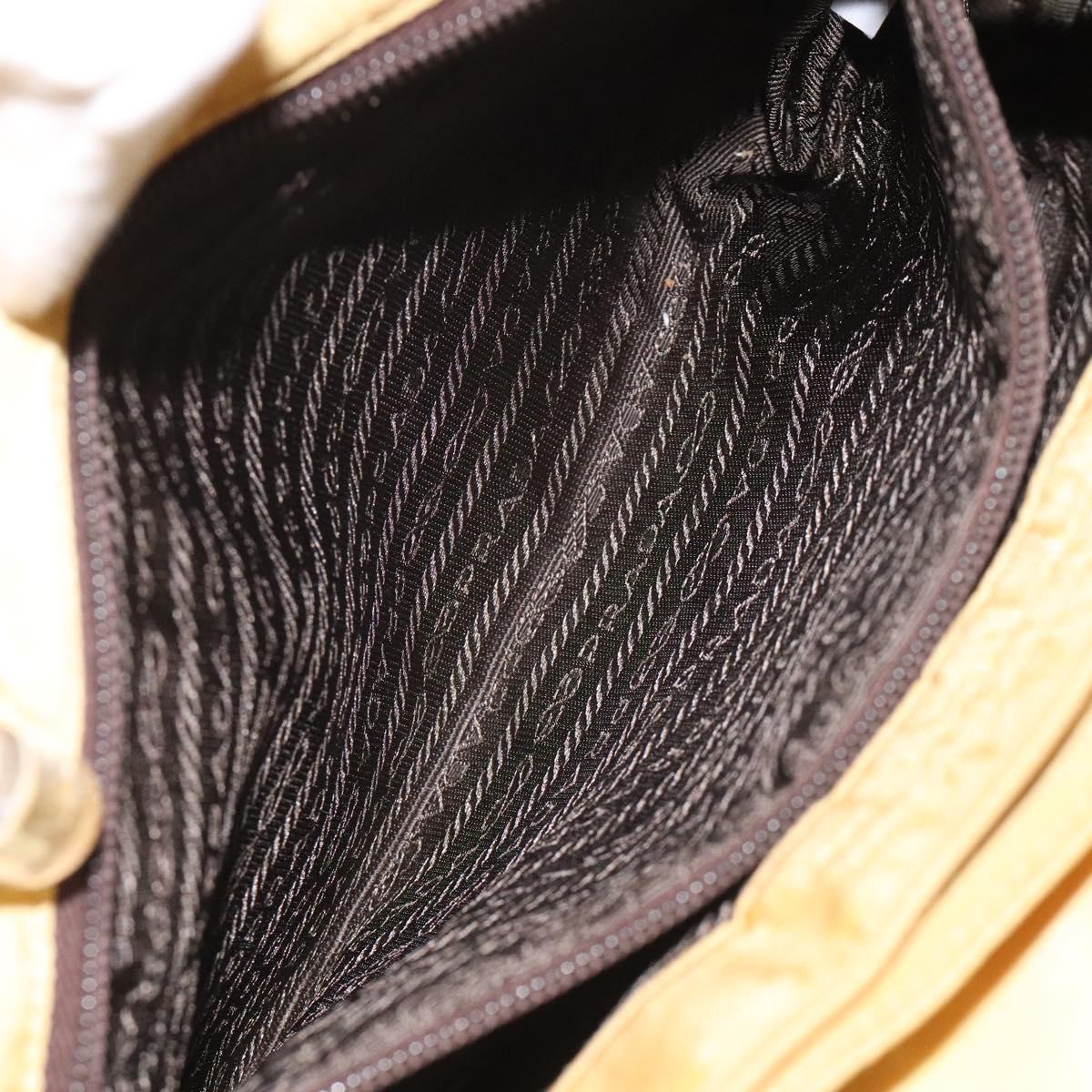 PRADA Hand Bag Nylon Yellow Silver Auth 128229