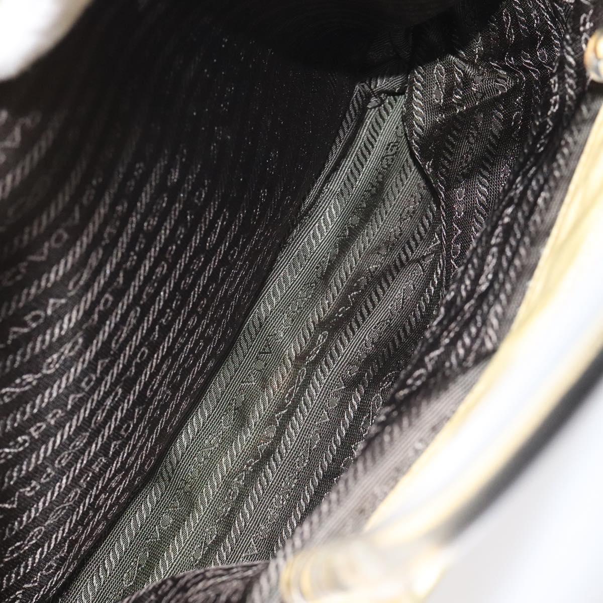 PRADA Hand Bag Nylon Yellow Silver Auth 128229