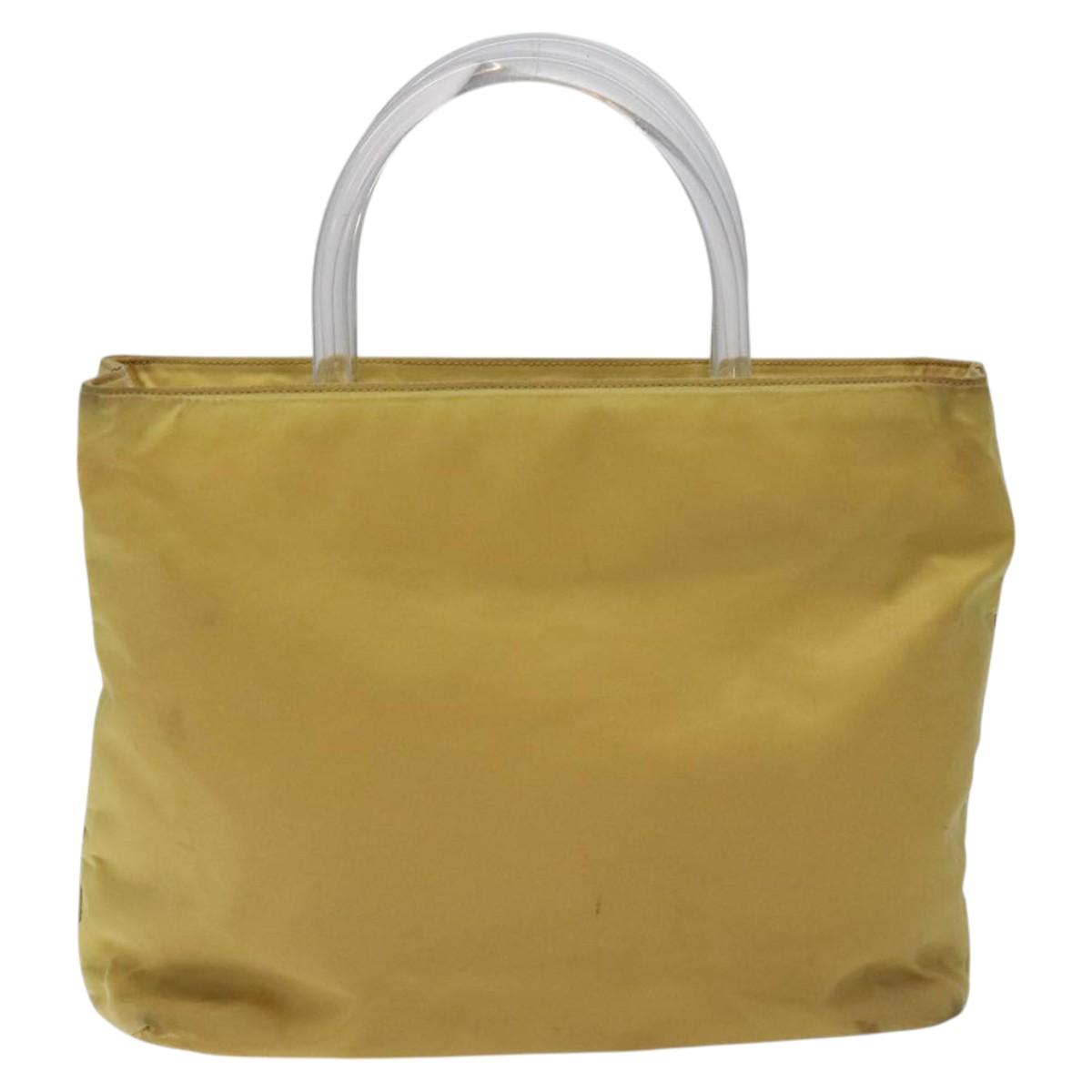 PRADA Hand Bag Nylon Yellow Silver Auth 128229