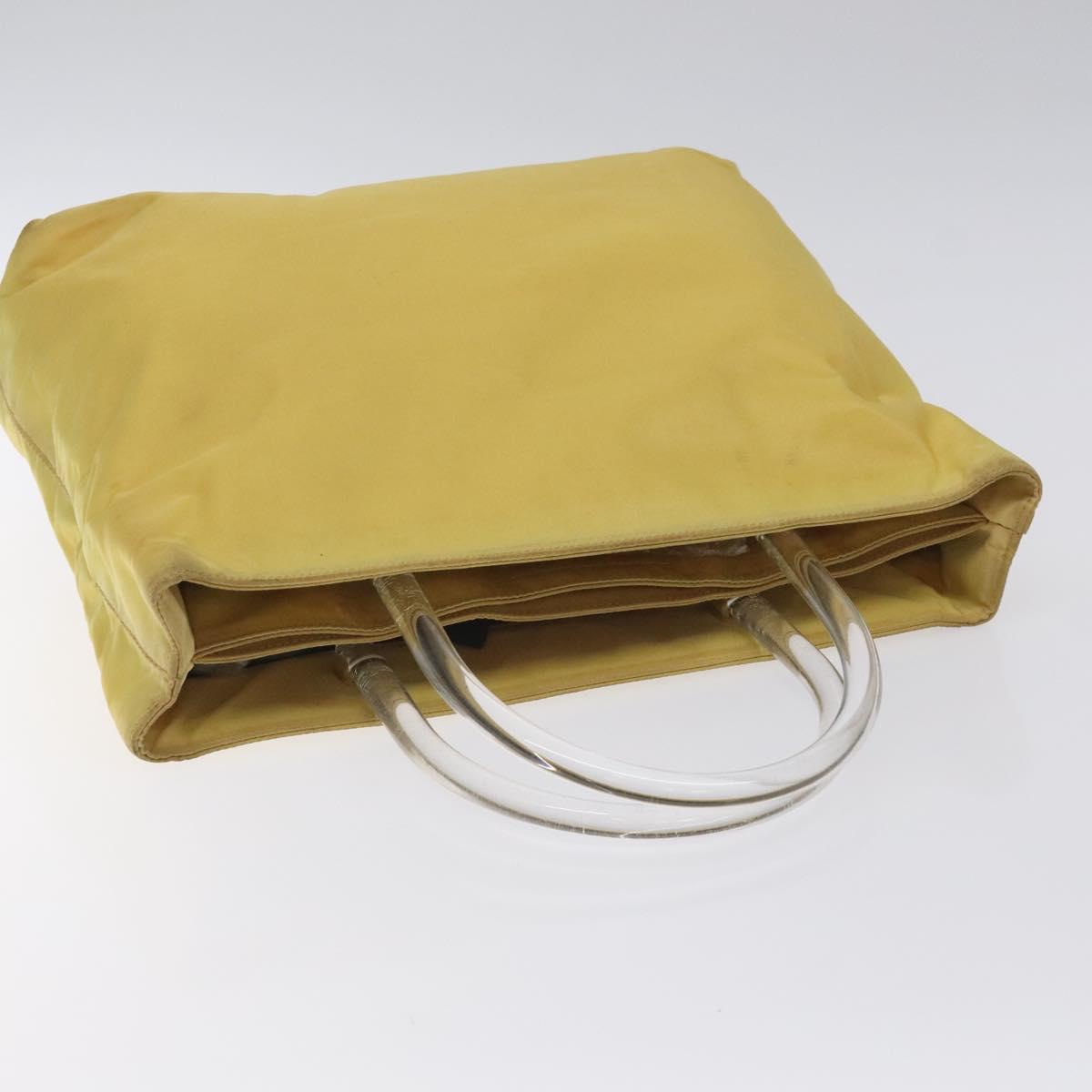 PRADA Hand Bag Nylon Yellow Silver Auth 128229