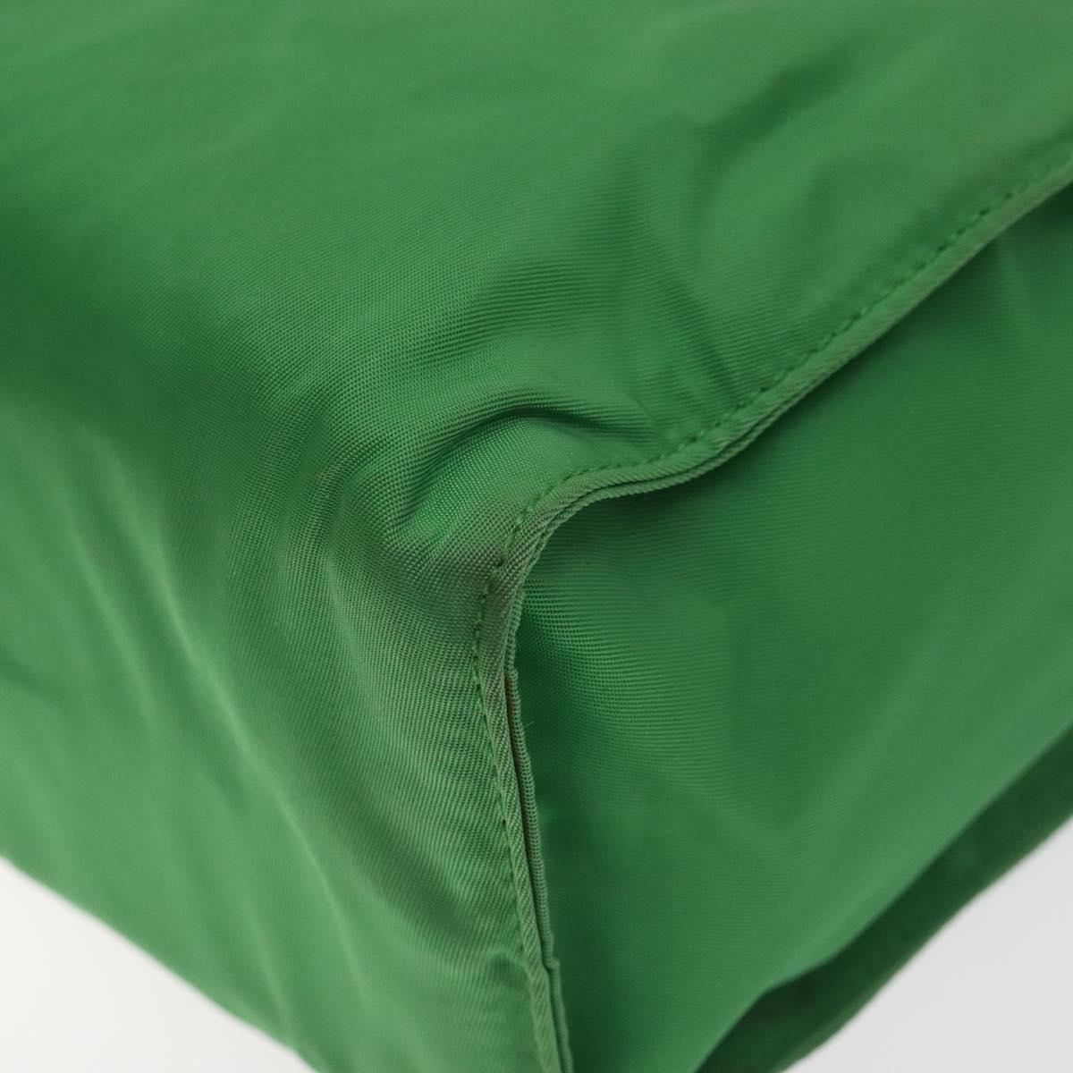 PRADA Hand Bag Nylon Green Gold Auth 128230