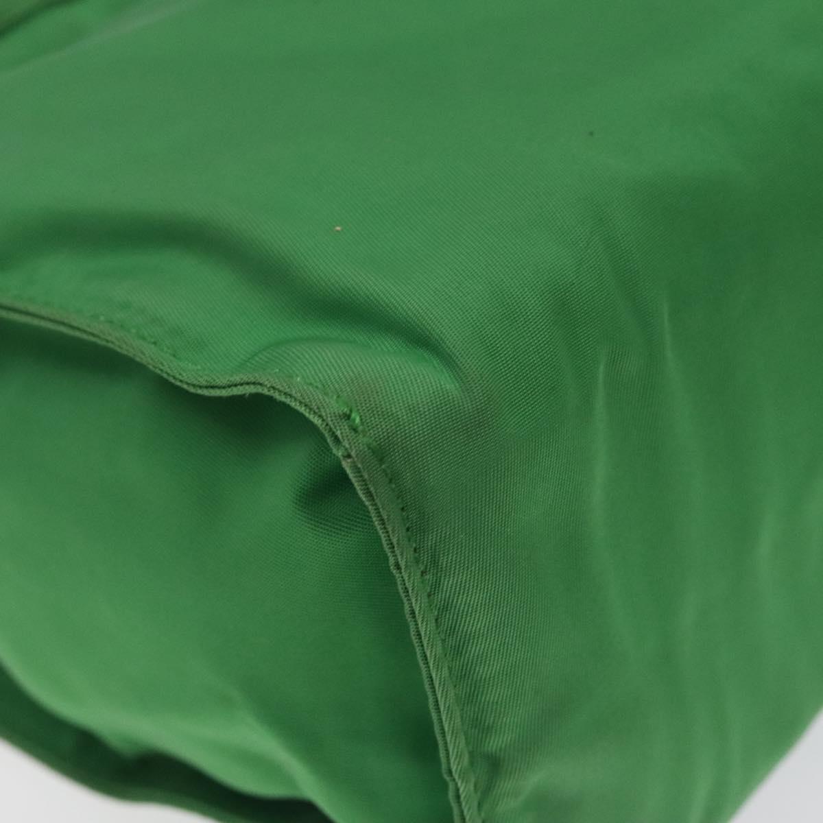 PRADA Hand Bag Nylon Green Gold Auth 128230