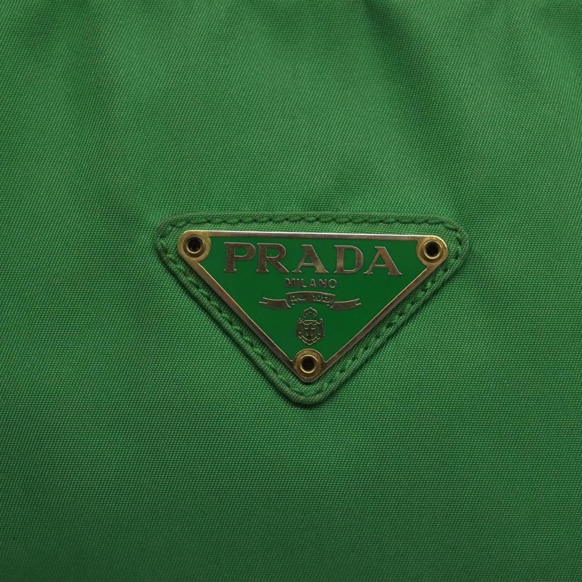 PRADA Hand Bag Nylon Green Gold Auth 128230