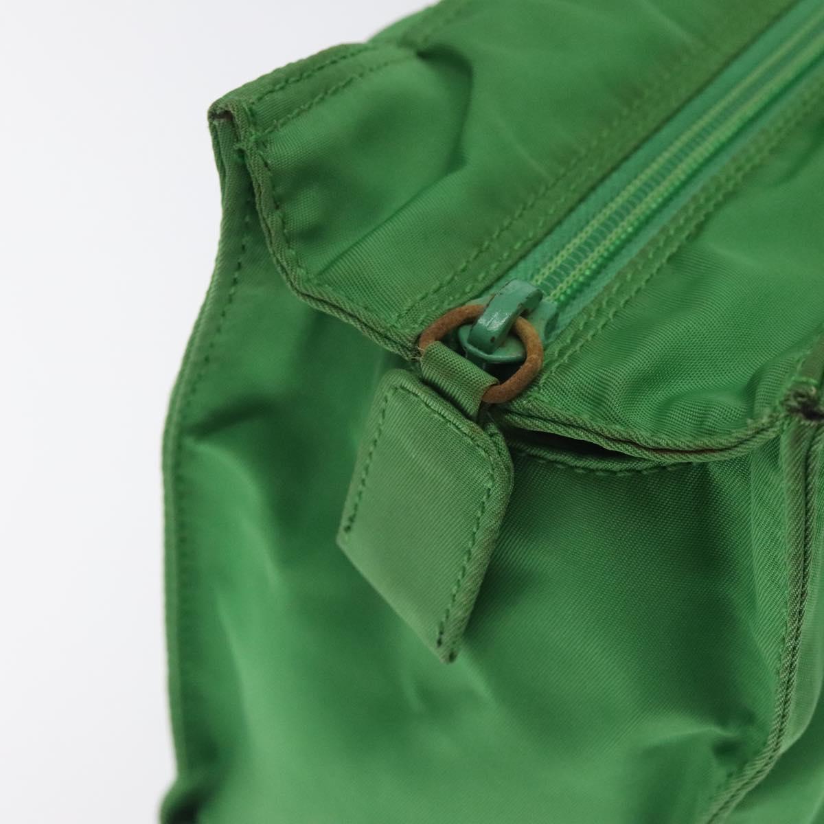 PRADA Hand Bag Nylon Green Gold Auth 128230