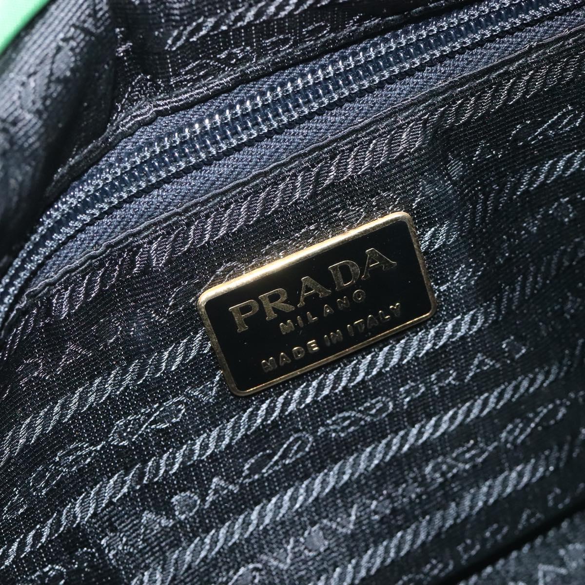PRADA Hand Bag Nylon Green Gold Auth 128230