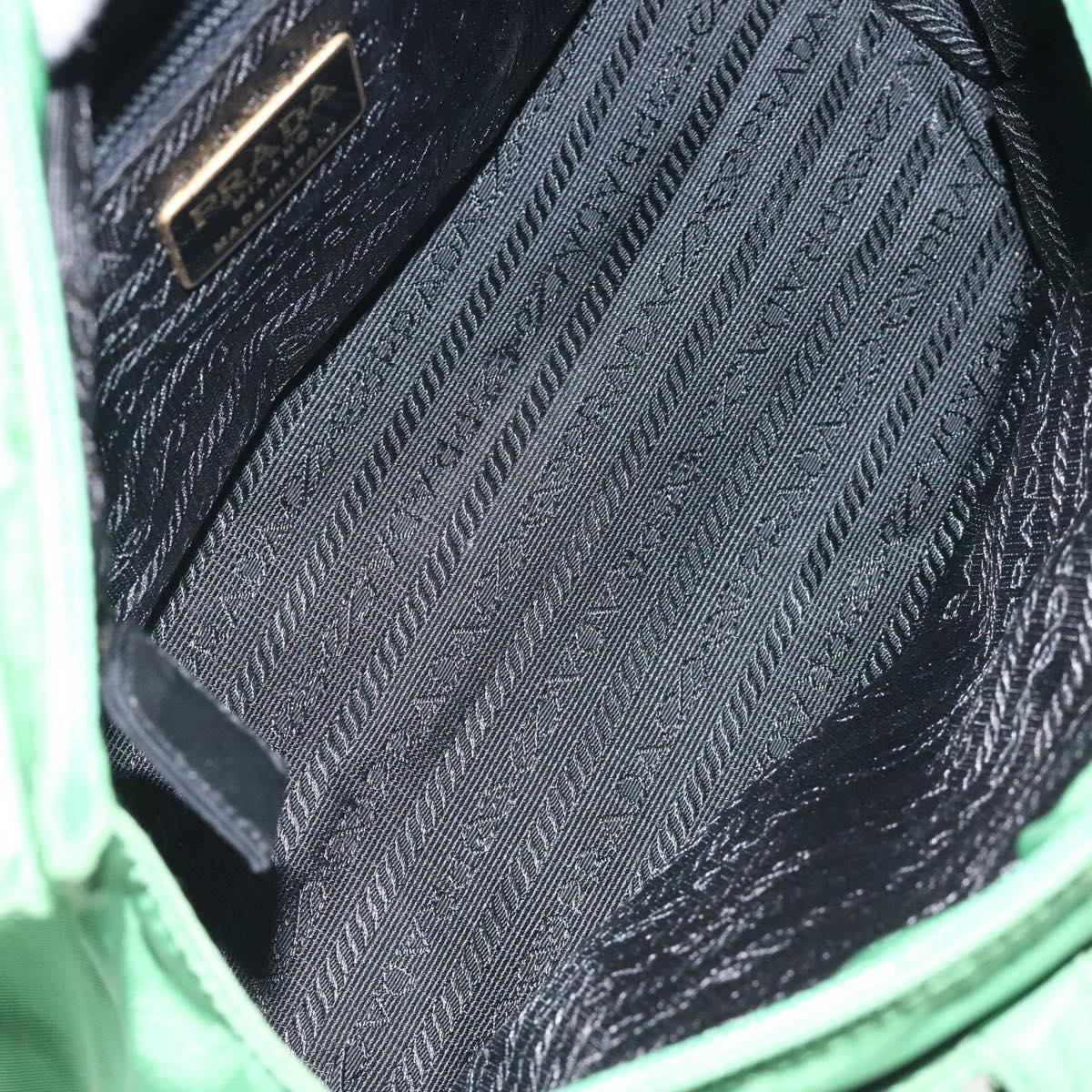 PRADA Hand Bag Nylon Green Gold Auth 128230