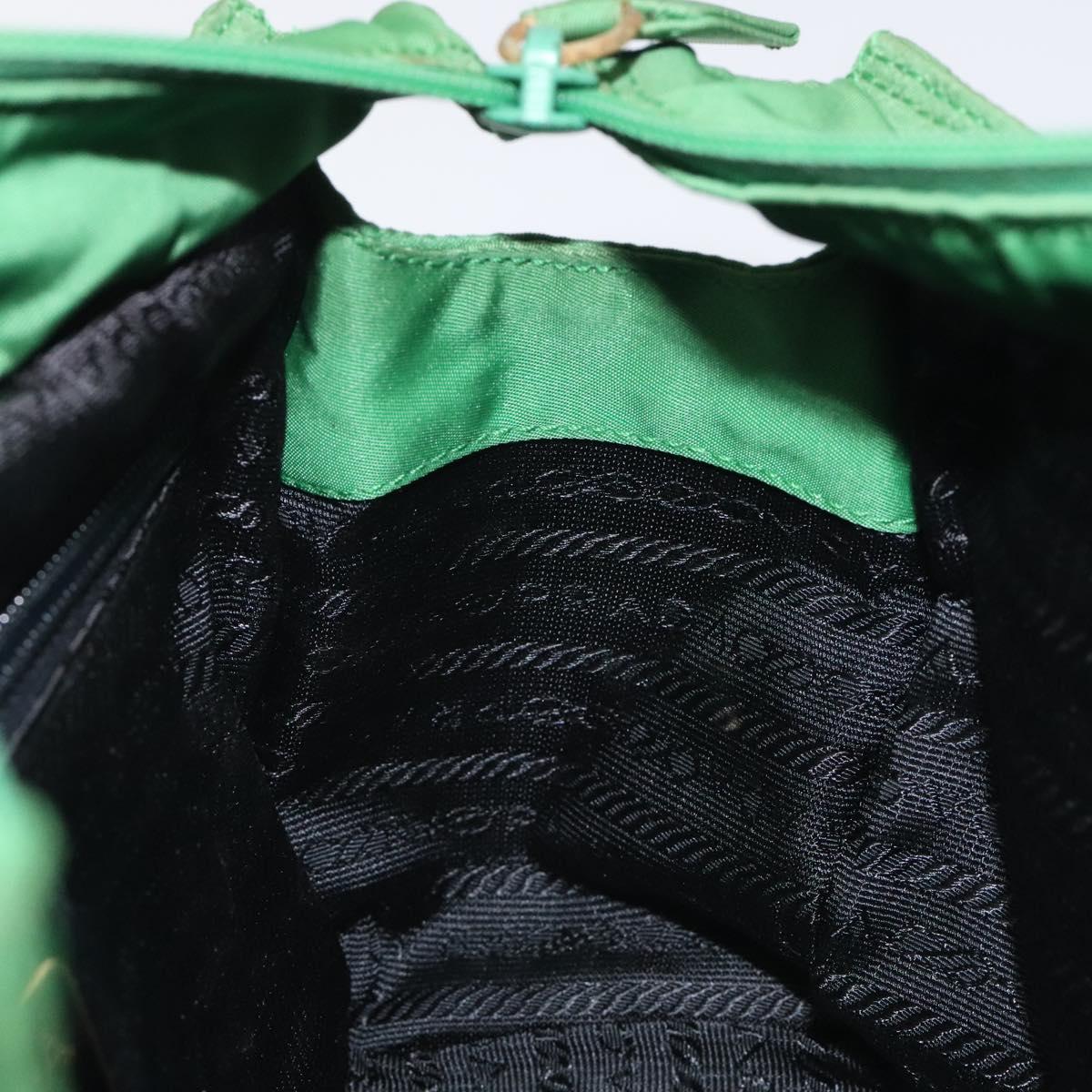 PRADA Hand Bag Nylon Green Gold Auth 128230