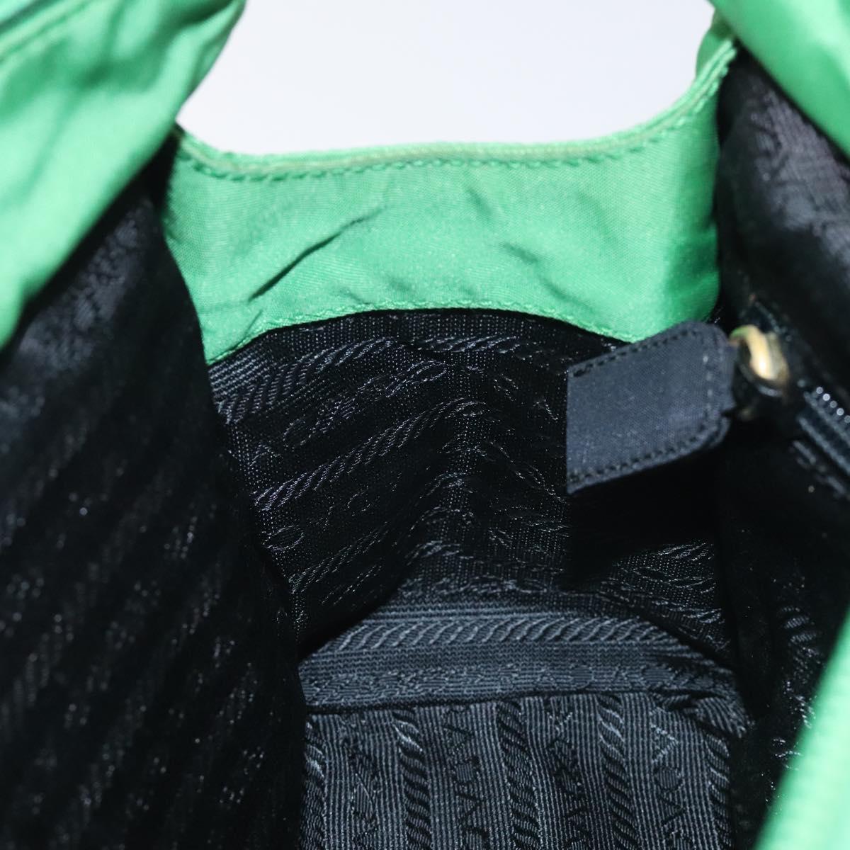 PRADA Hand Bag Nylon Green Gold Auth 128230