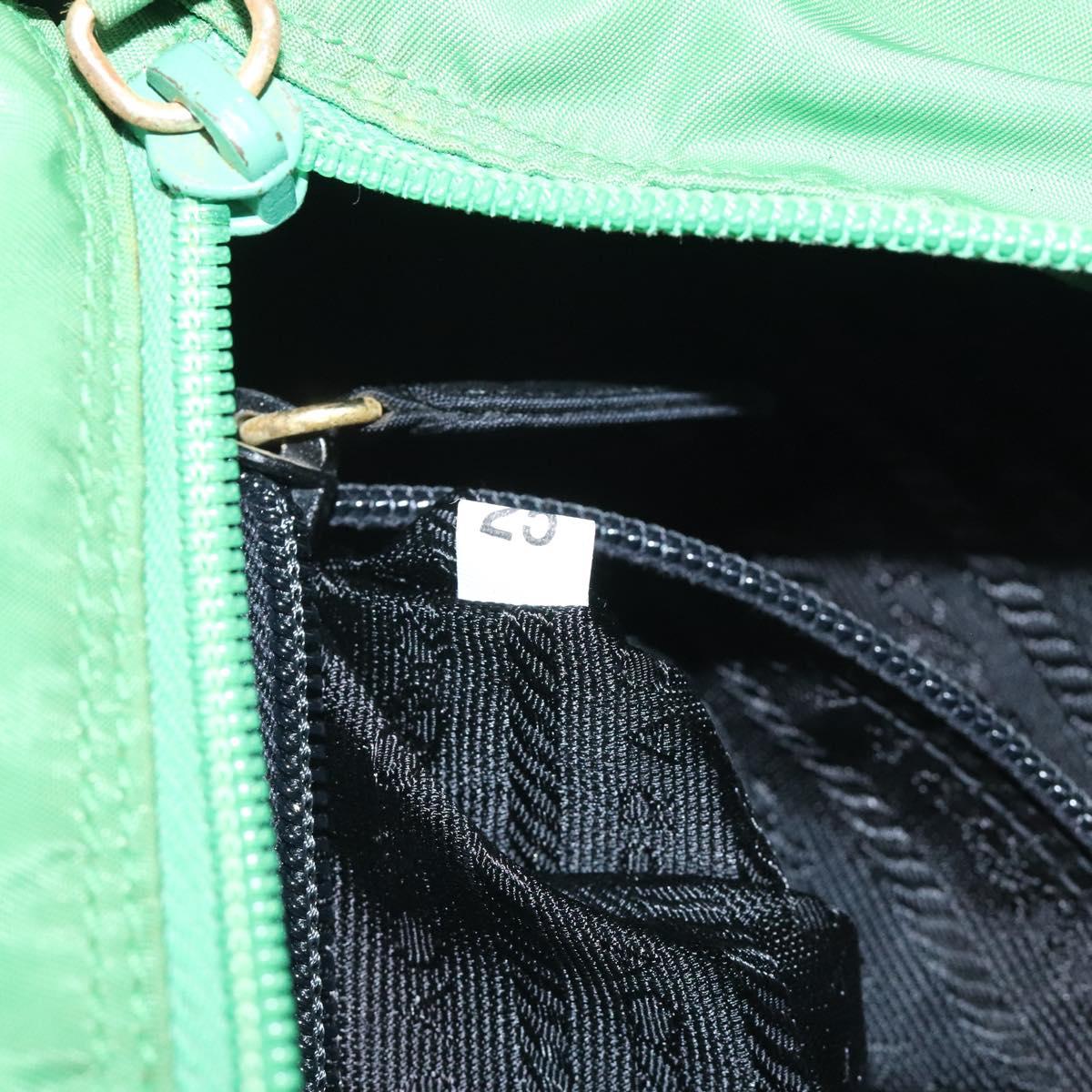 PRADA Hand Bag Nylon Green Gold Auth 128230