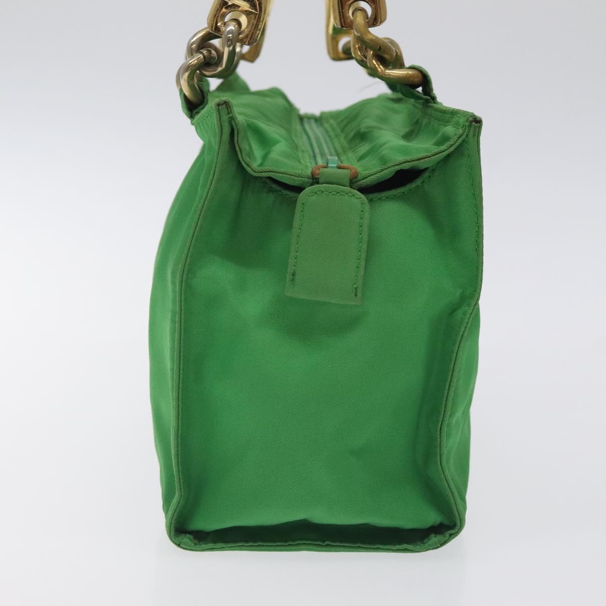 PRADA Hand Bag Nylon Green Gold Auth 128230