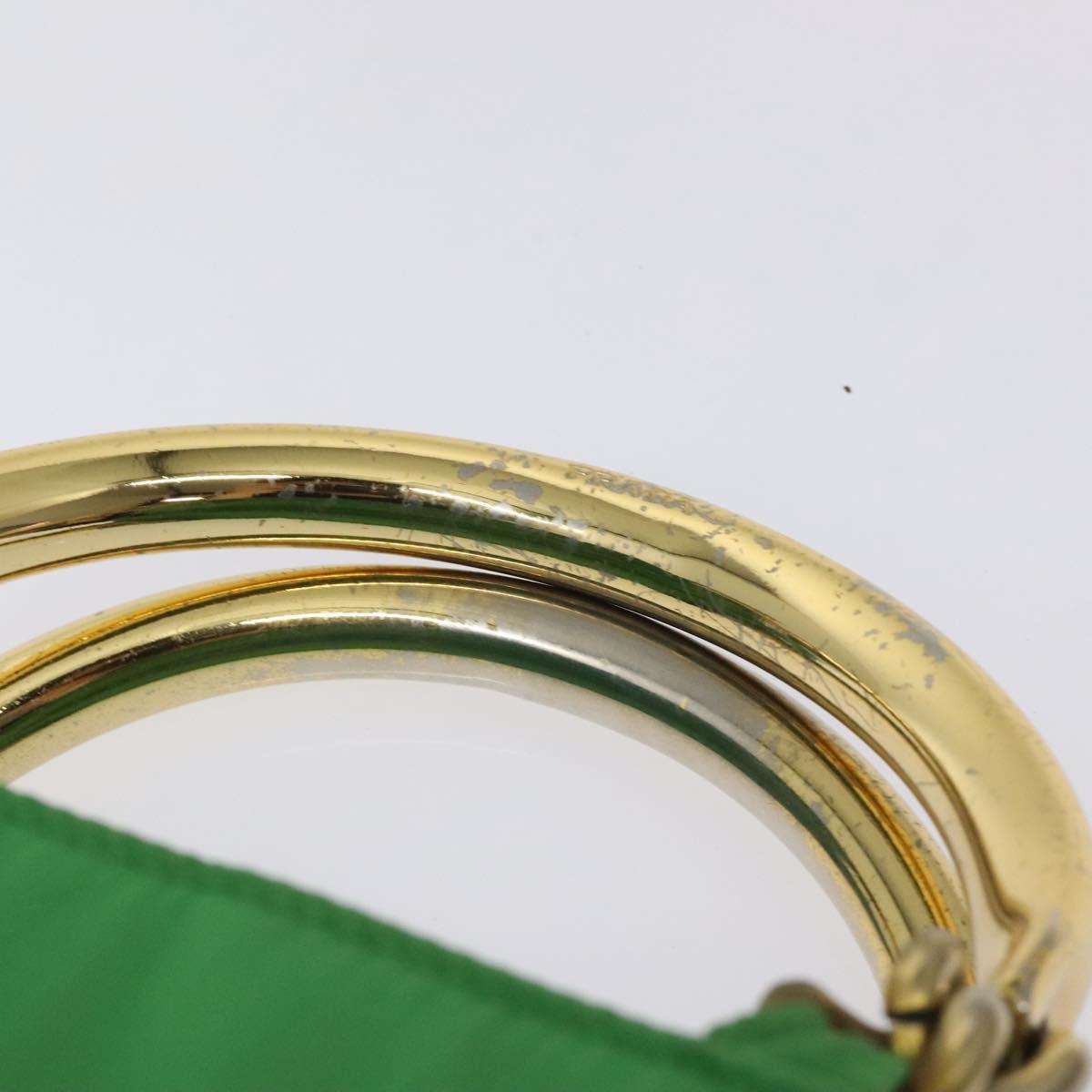 PRADA Hand Bag Nylon Green Gold Auth 128230