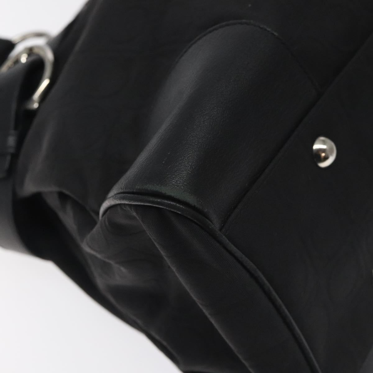 Salvatore Ferragamo Gancini Hand Bag Nylon Black Silver Auth 128232