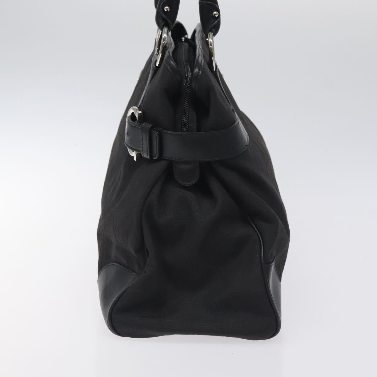 Salvatore Ferragamo Gancini Hand Bag Nylon Black Silver Auth 128232