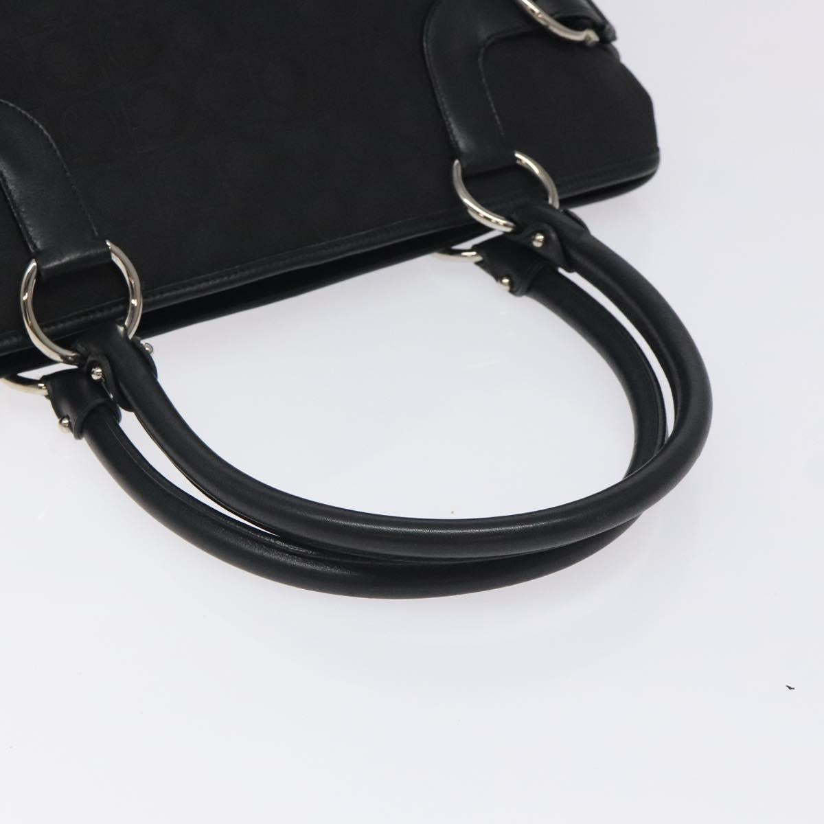 Salvatore Ferragamo Gancini Hand Bag Nylon Black Silver Auth 128232