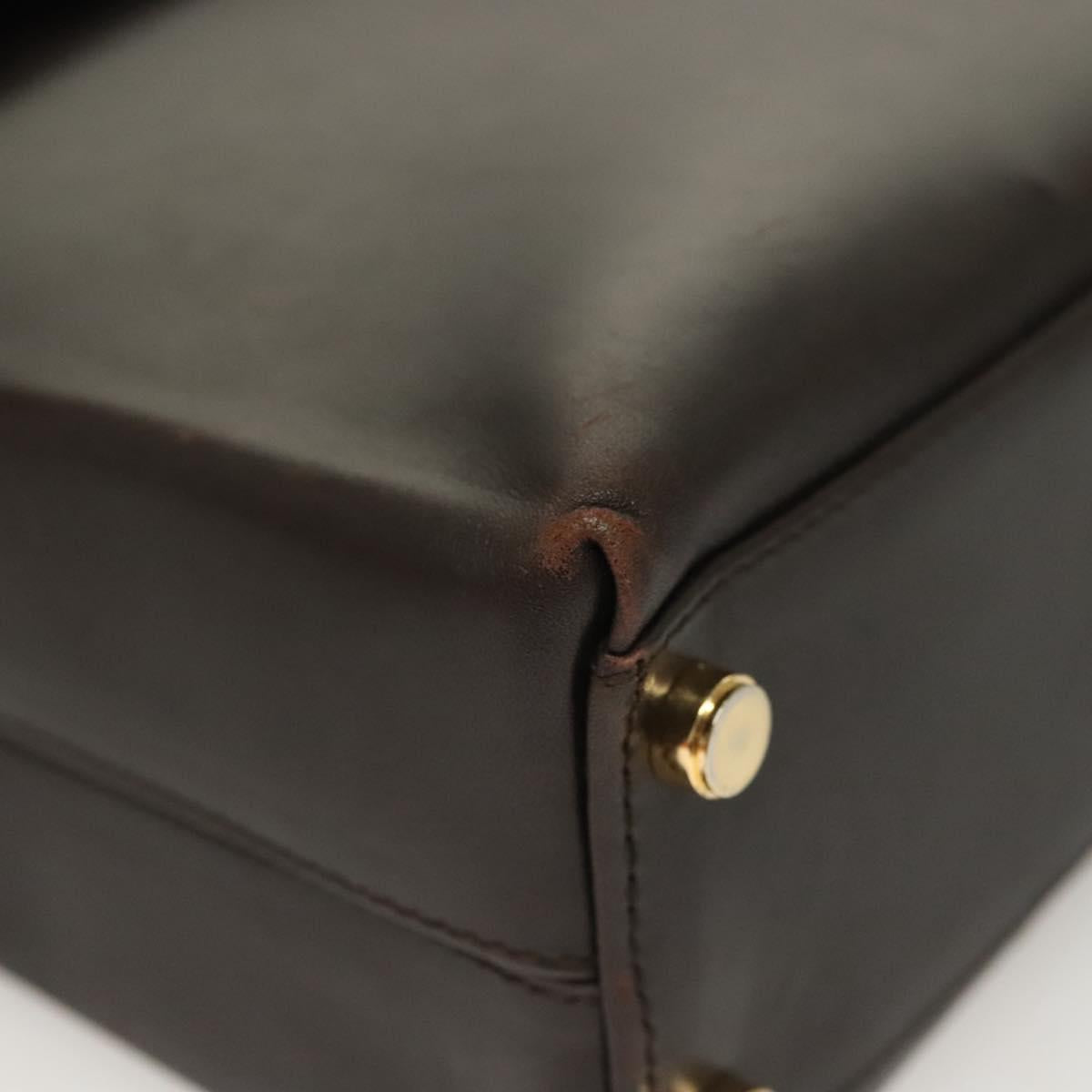 Salvatore Ferragamo Gancini Hand Bag Leather 2way Brown Gold Auth 128233