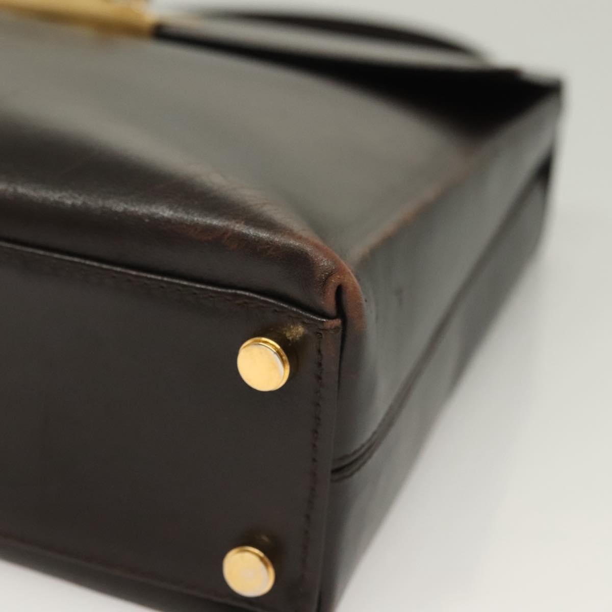 Salvatore Ferragamo Gancini Hand Bag Leather 2way Brown Gold Auth 128233