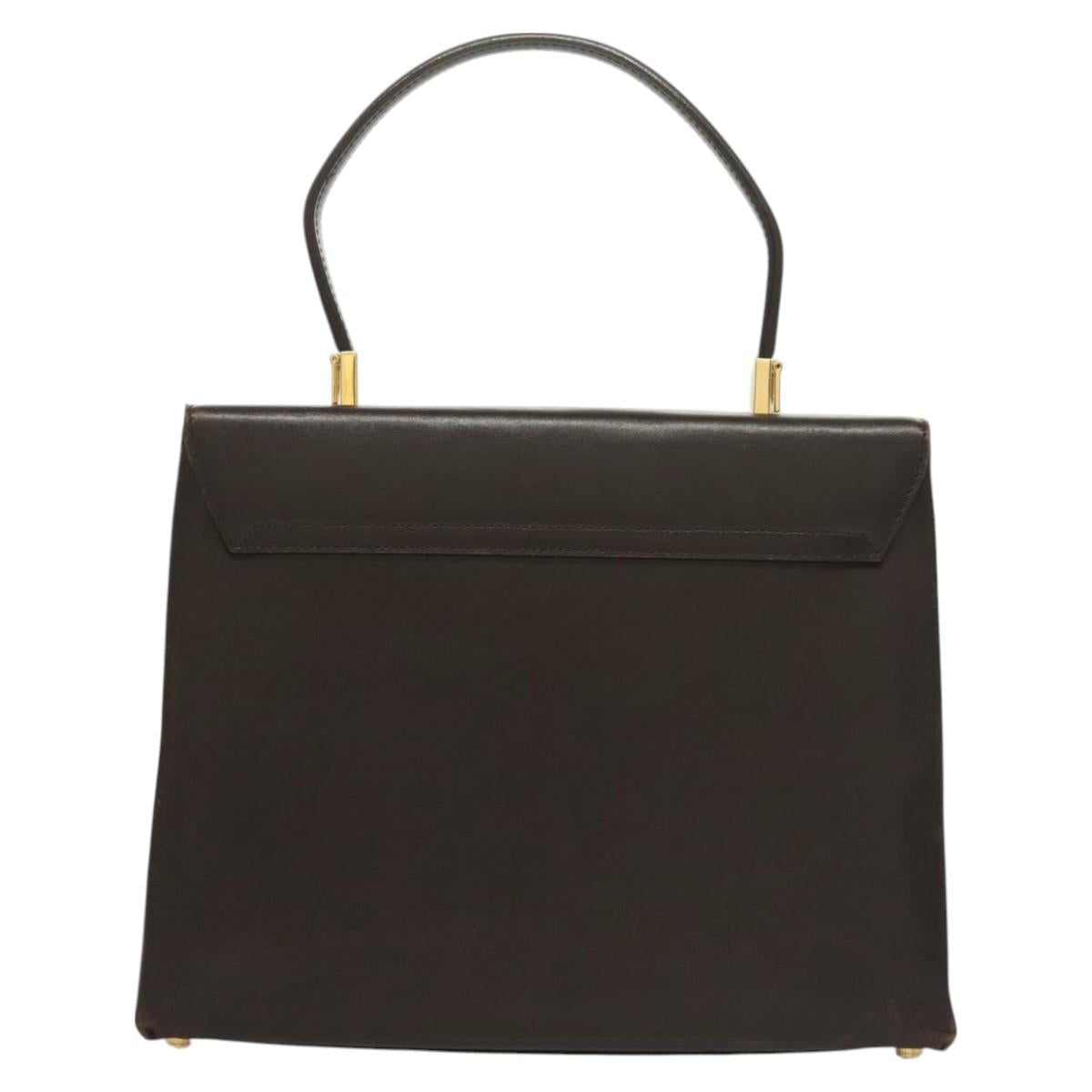 Salvatore Ferragamo Gancini Hand Bag Leather 2way Brown Gold Auth 128233
