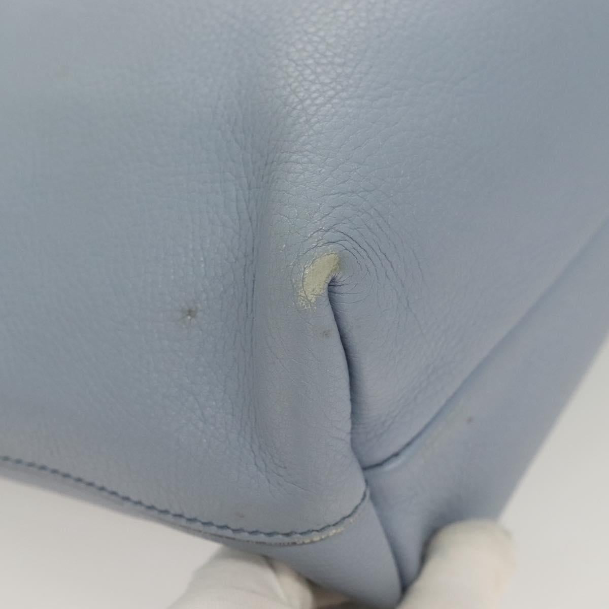 Salvatore Ferragamo Gancini Hand Bag Leather Light Blue Gold Auth 128234