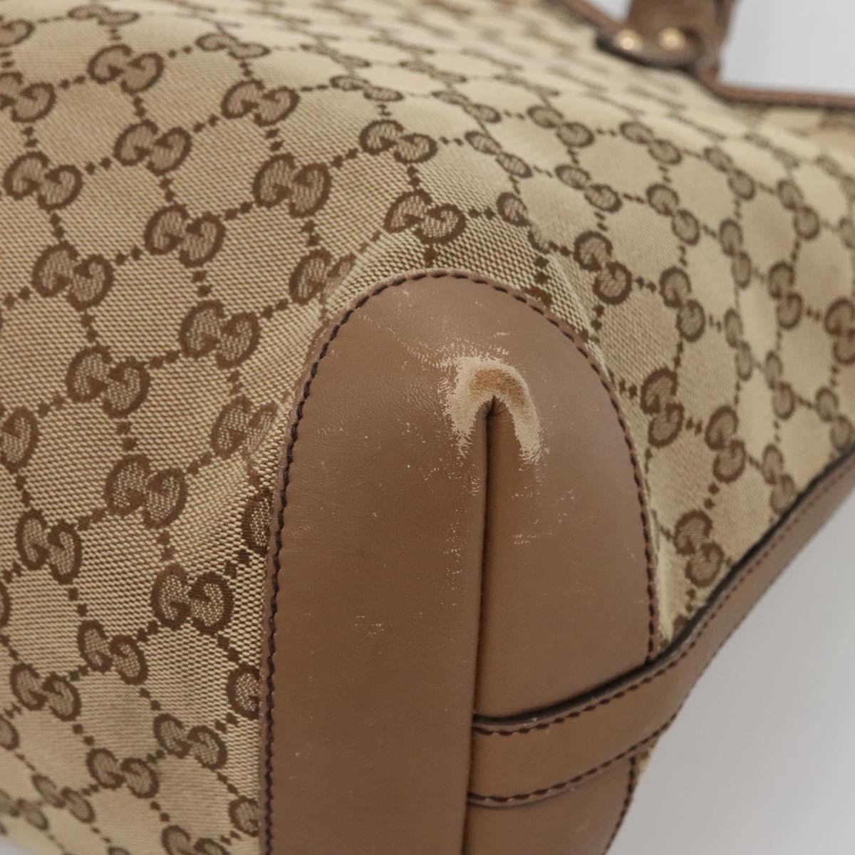 GUCCI GG Canvas Tote Bag Beige Gold 247209 Auth 128328