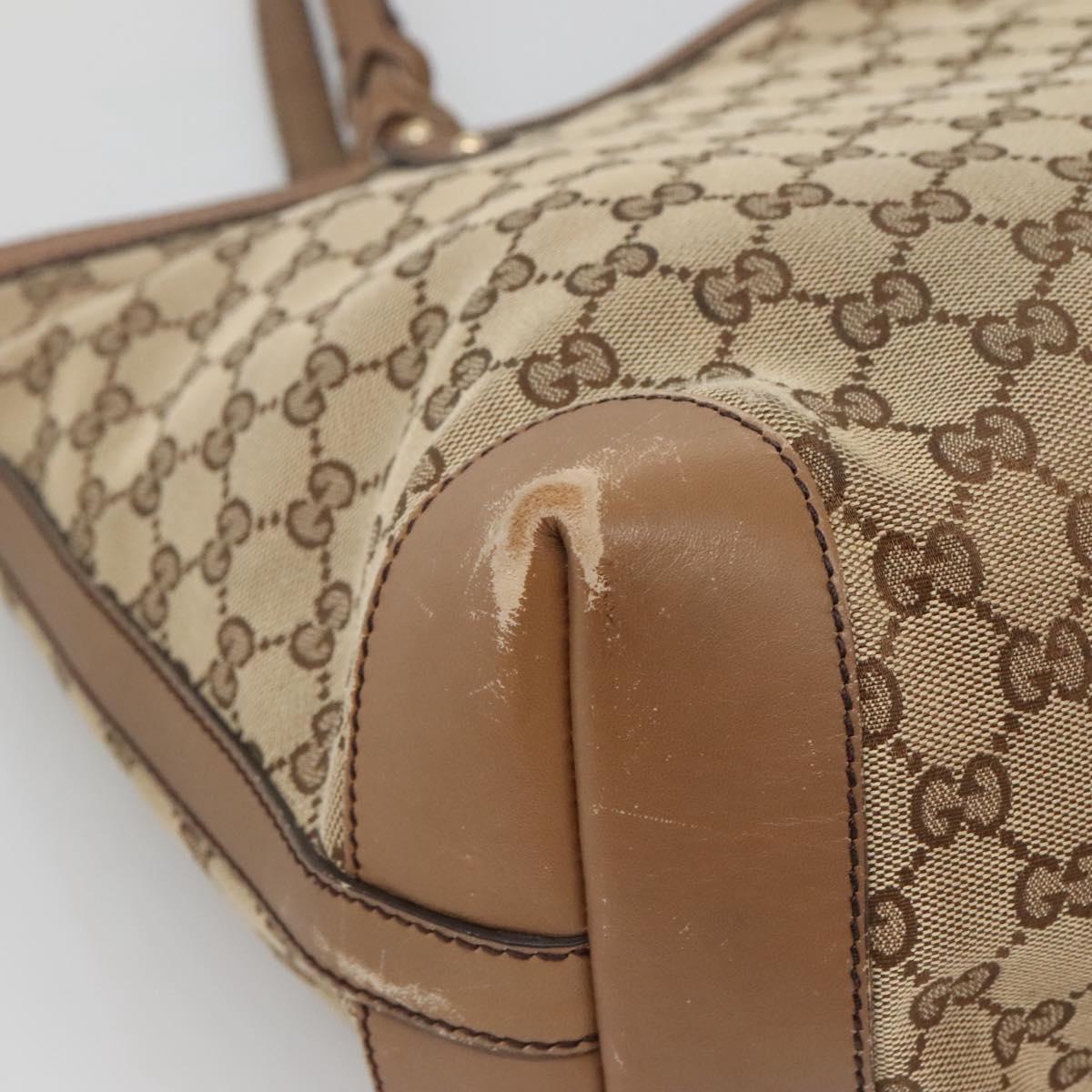 GUCCI GG Canvas Tote Bag Beige Gold 247209 Auth 128328