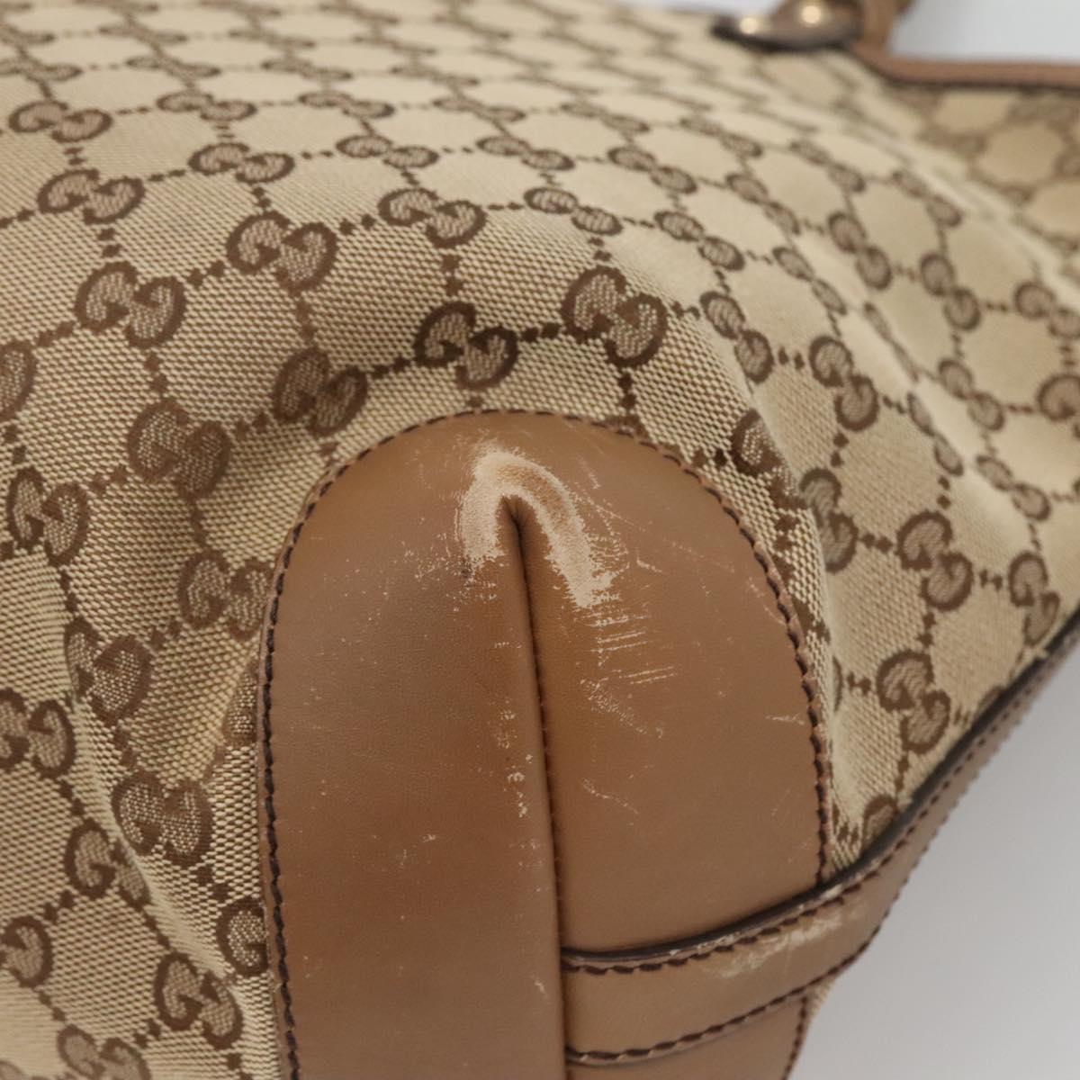 GUCCI GG Canvas Tote Bag Beige Gold 247209 Auth 128328