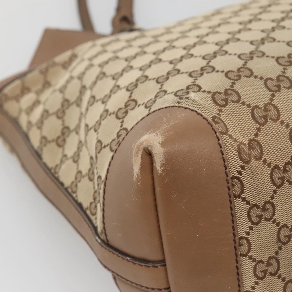 GUCCI GG Canvas Tote Bag Beige Gold 247209 Auth 128328