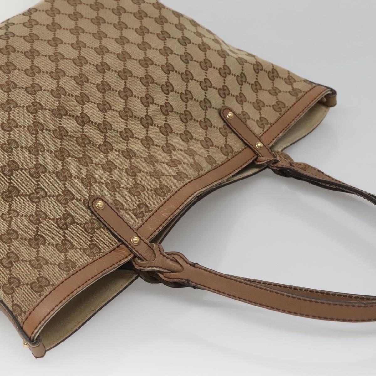 GUCCI GG Canvas Tote Bag Beige Gold 247209 Auth 128328