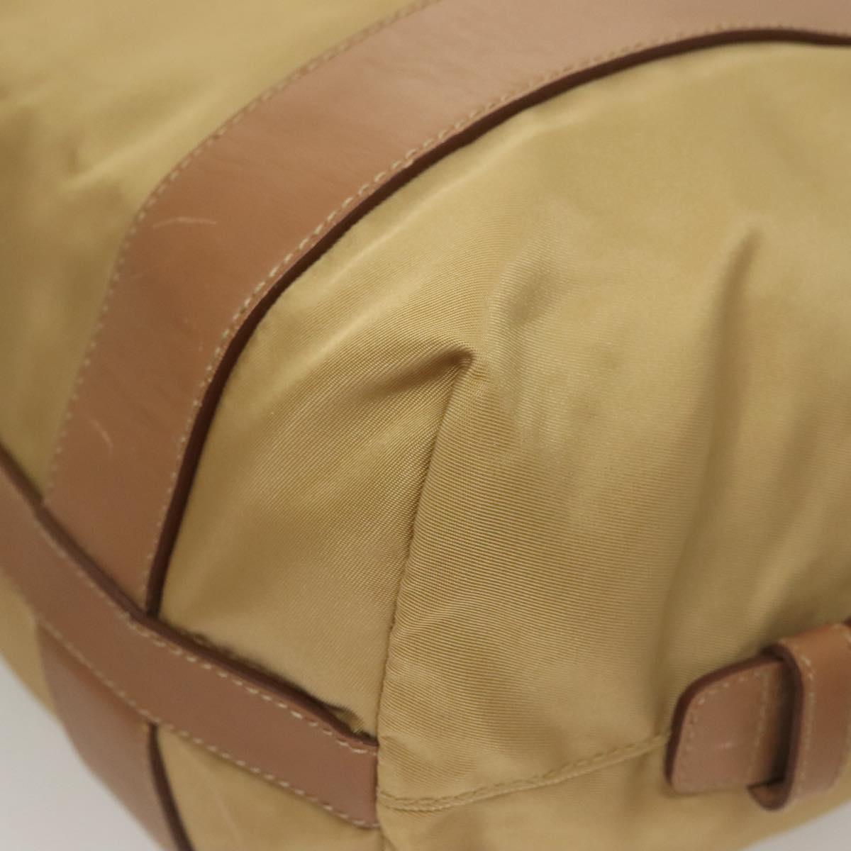 PRADA Hand Bag Nylon Beige Silver Auth 128334