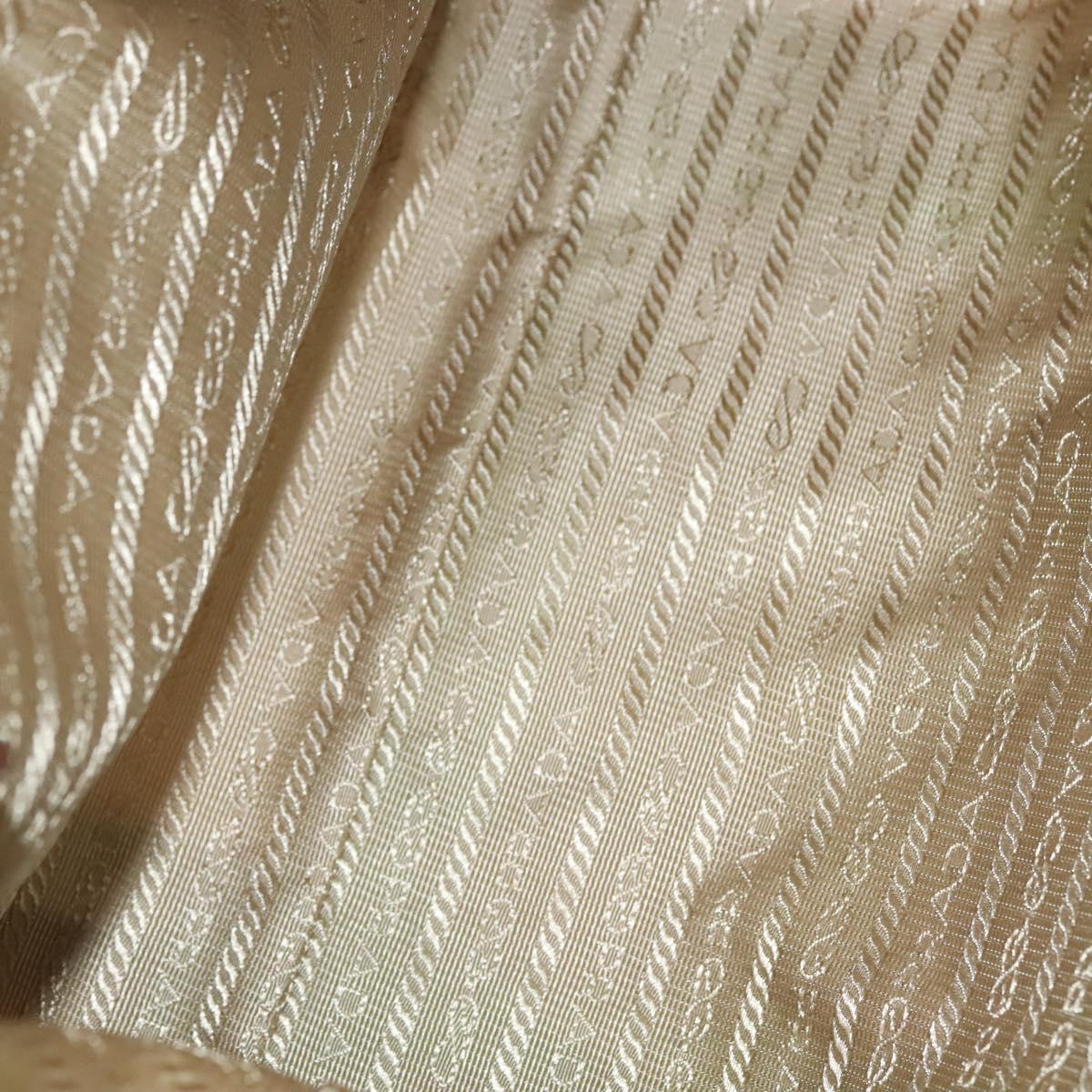 PRADA Hand Bag Nylon Beige Silver Auth 128334