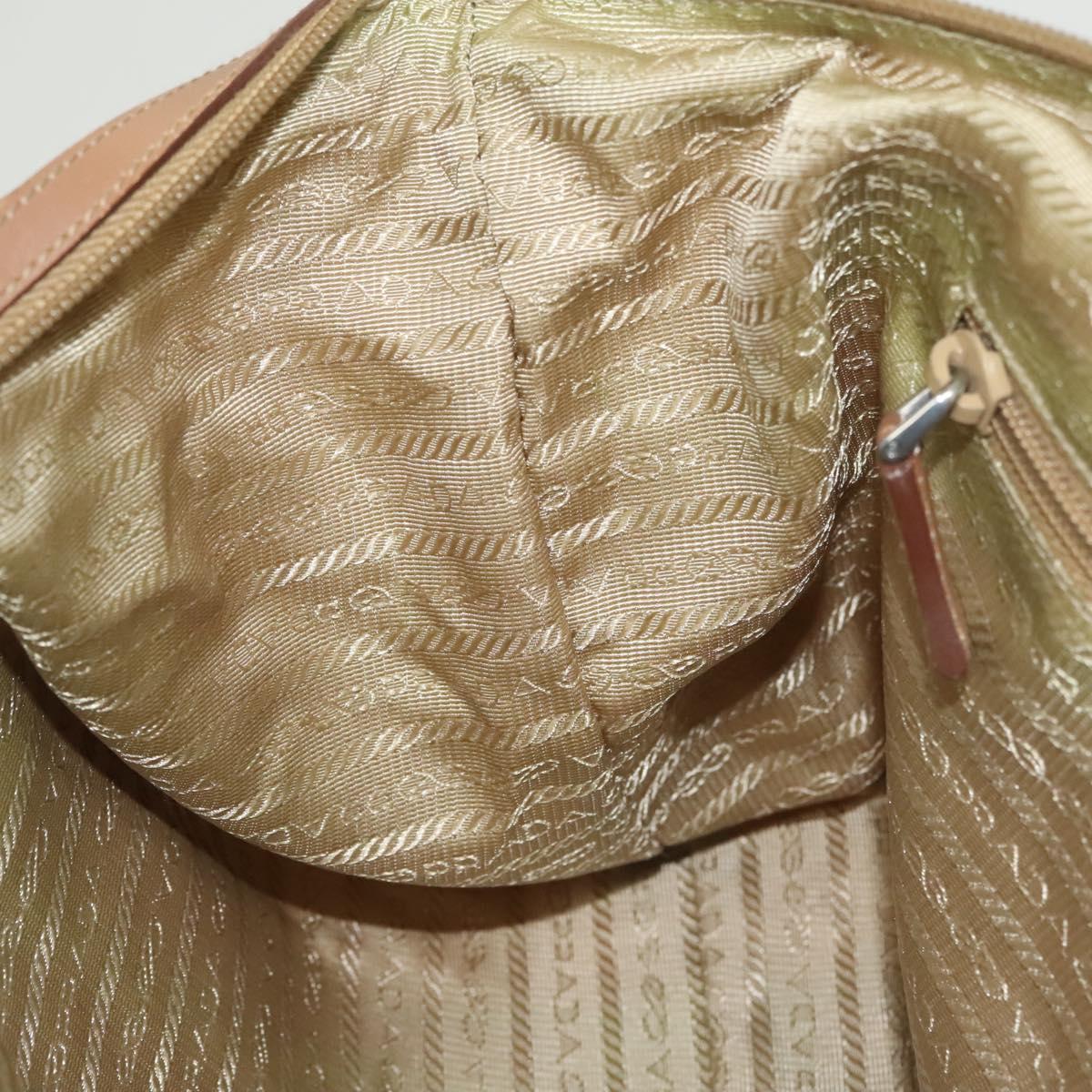 PRADA Hand Bag Nylon Beige Silver Auth 128334