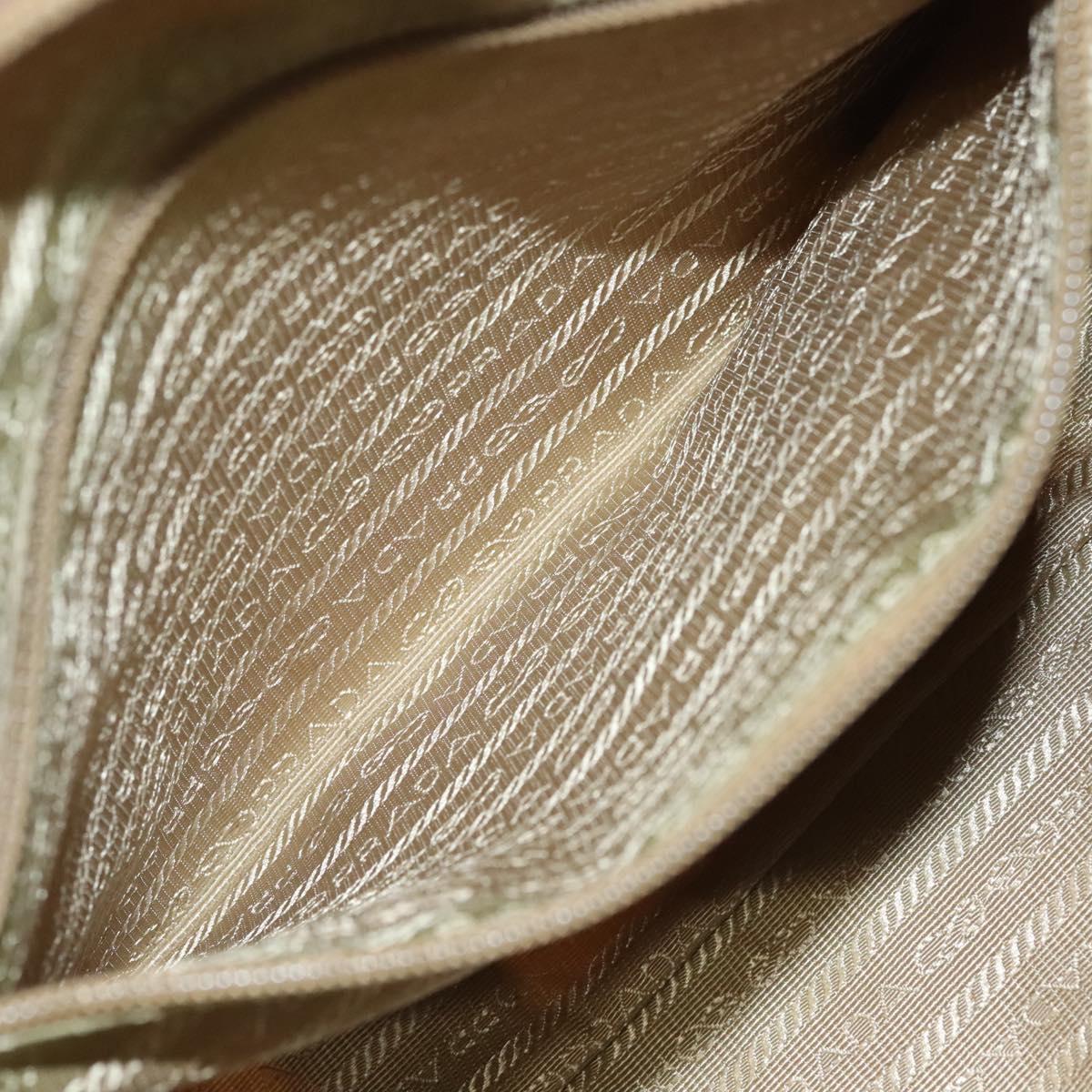 PRADA Hand Bag Nylon Beige Silver Auth 128334