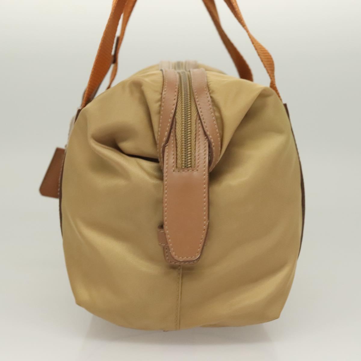 PRADA Hand Bag Nylon Beige Silver Auth 128334