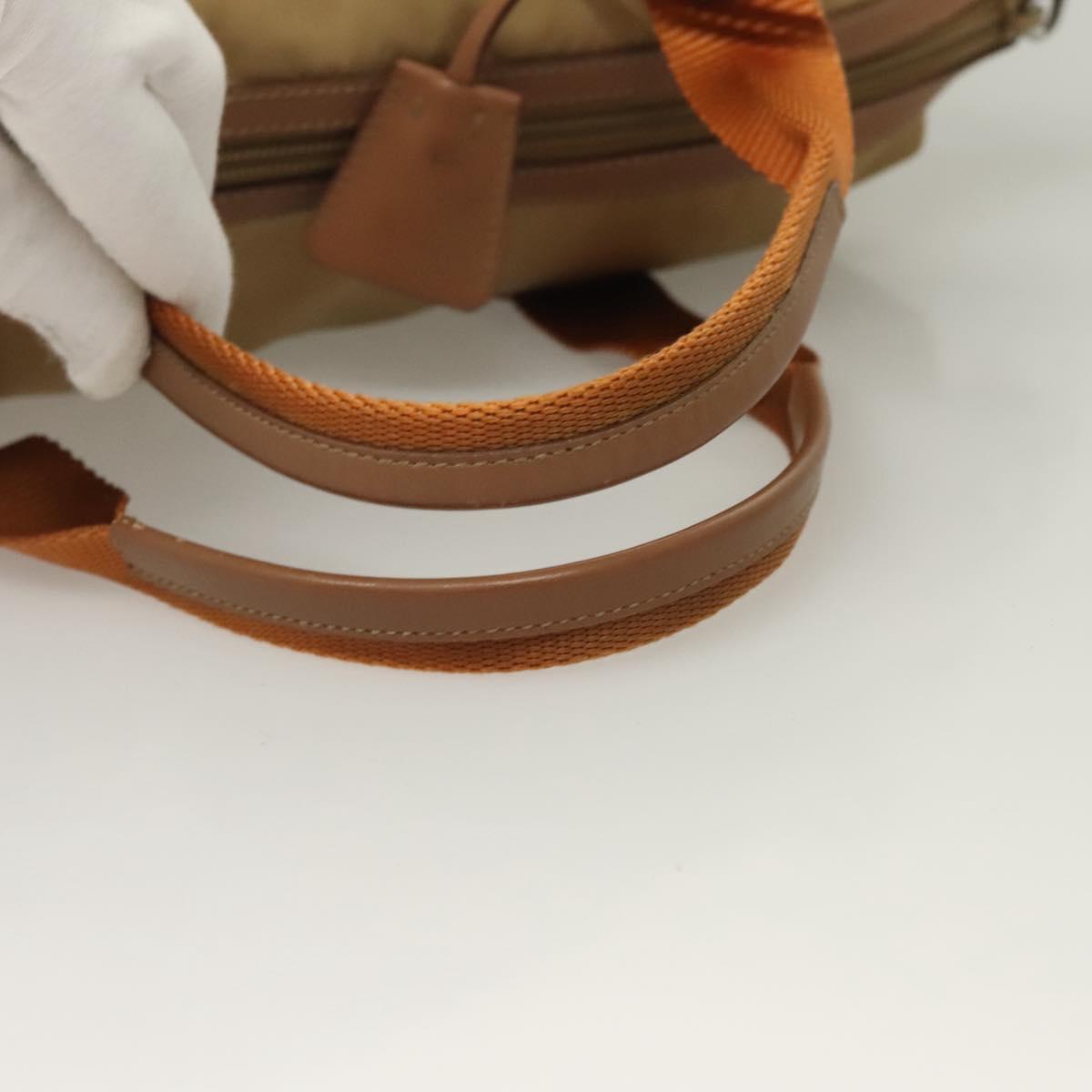 PRADA Hand Bag Nylon Beige Silver Auth 128334