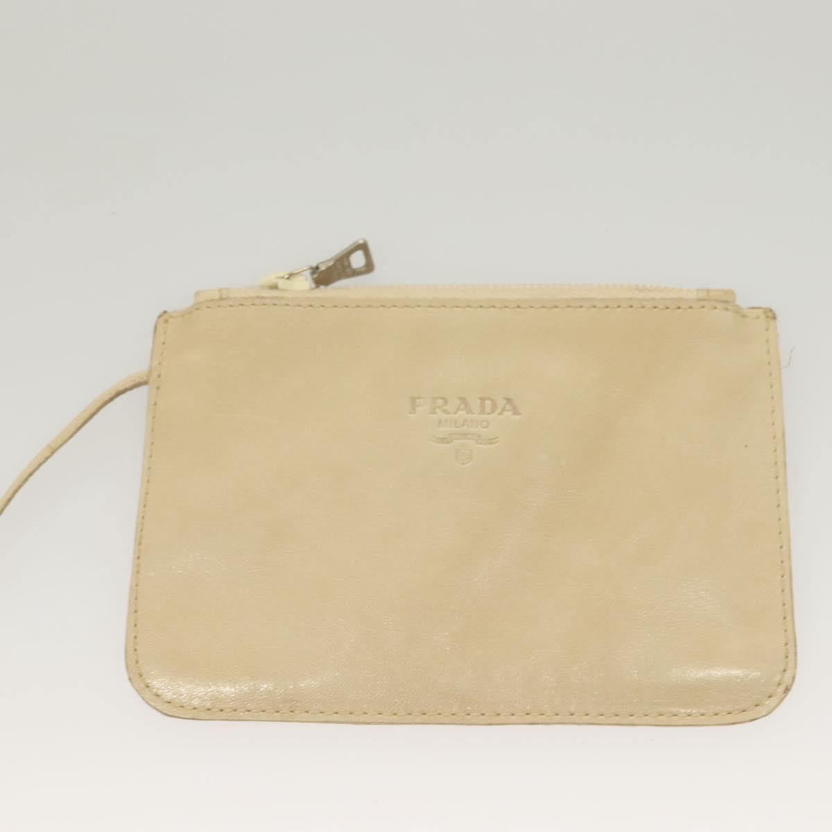 PRADA Hand Bag Nylon Beige Auth 128335