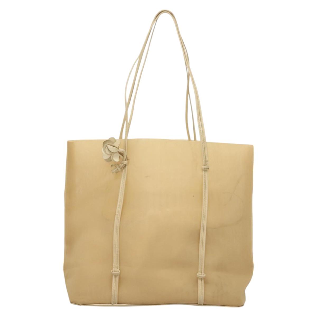 PRADA Hand Bag Nylon Beige Auth 128335