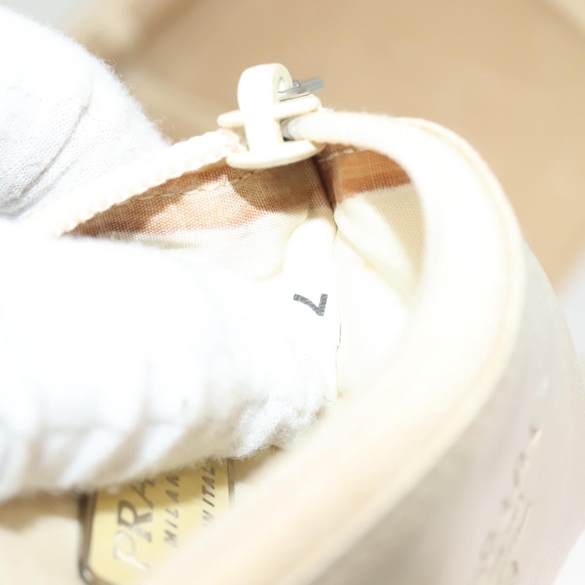 PRADA Hand Bag Nylon Beige Auth 128335